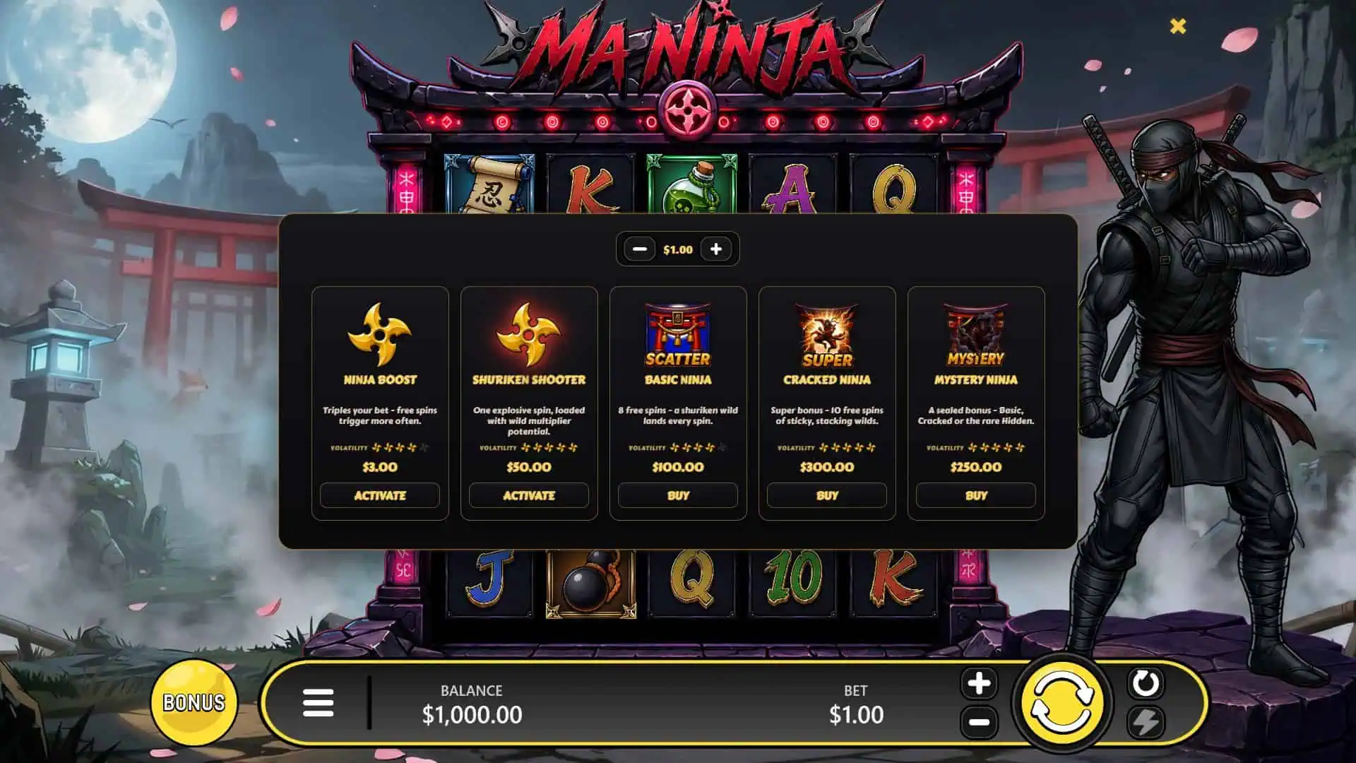 Ma Ninja bonus buy menu