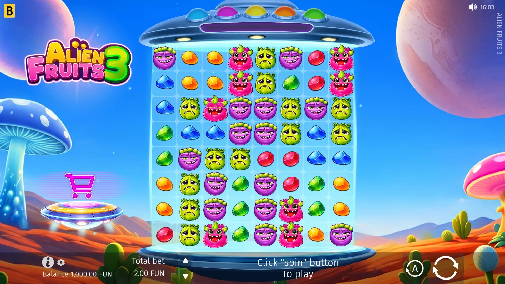Alien Fruits 3 slot gameplay reels
