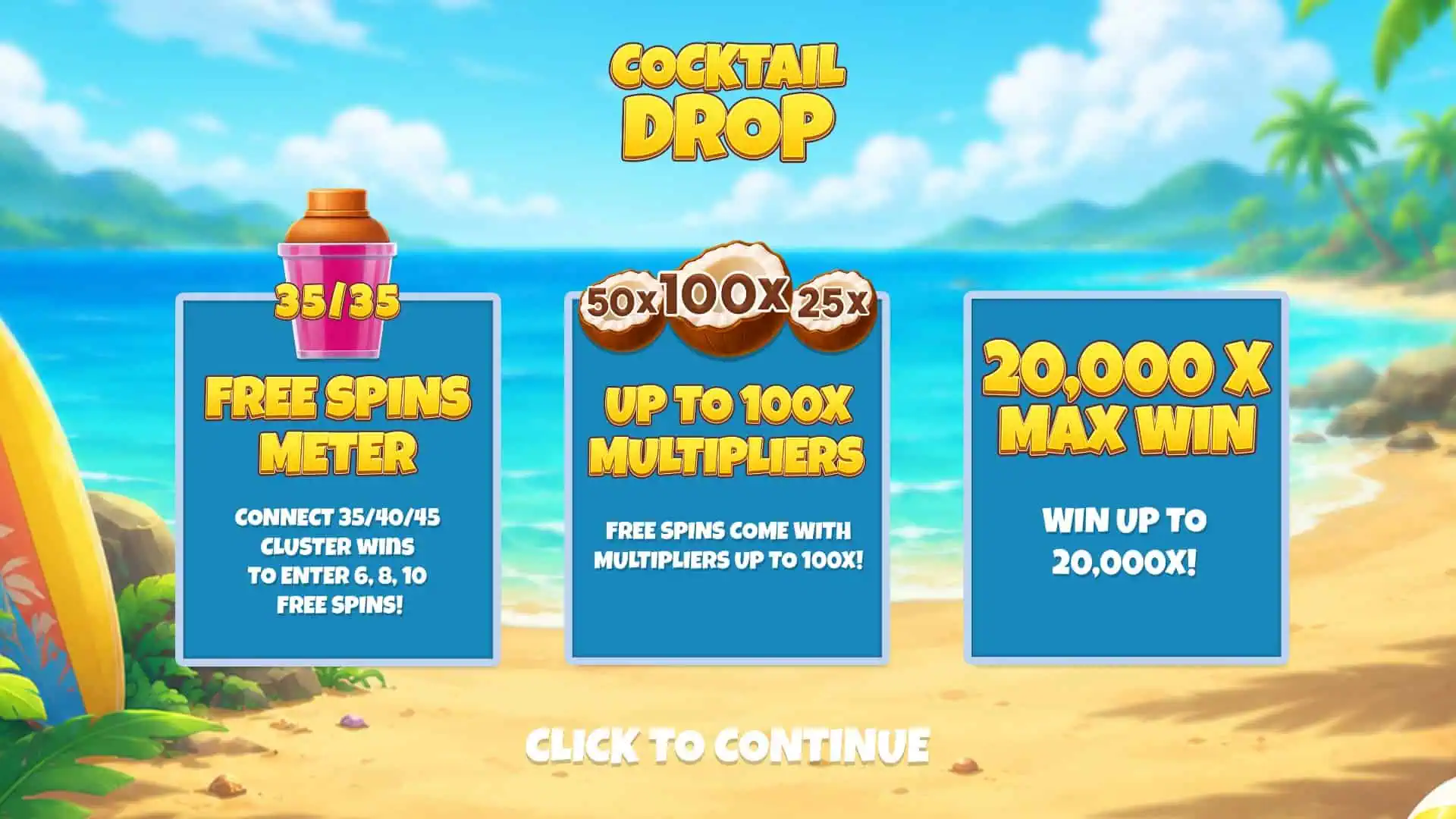 Cocktail Drop slot intro screen