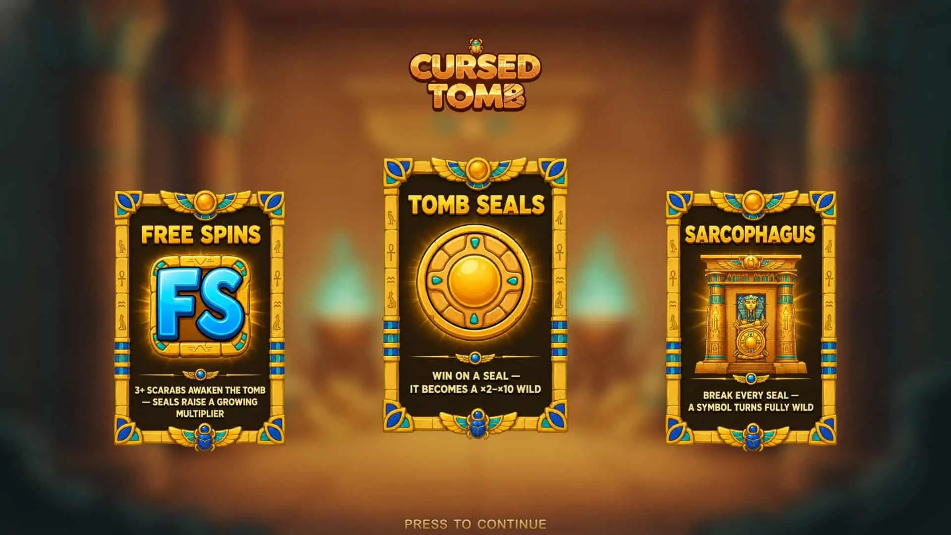 Cursed Tomb slot intro screen