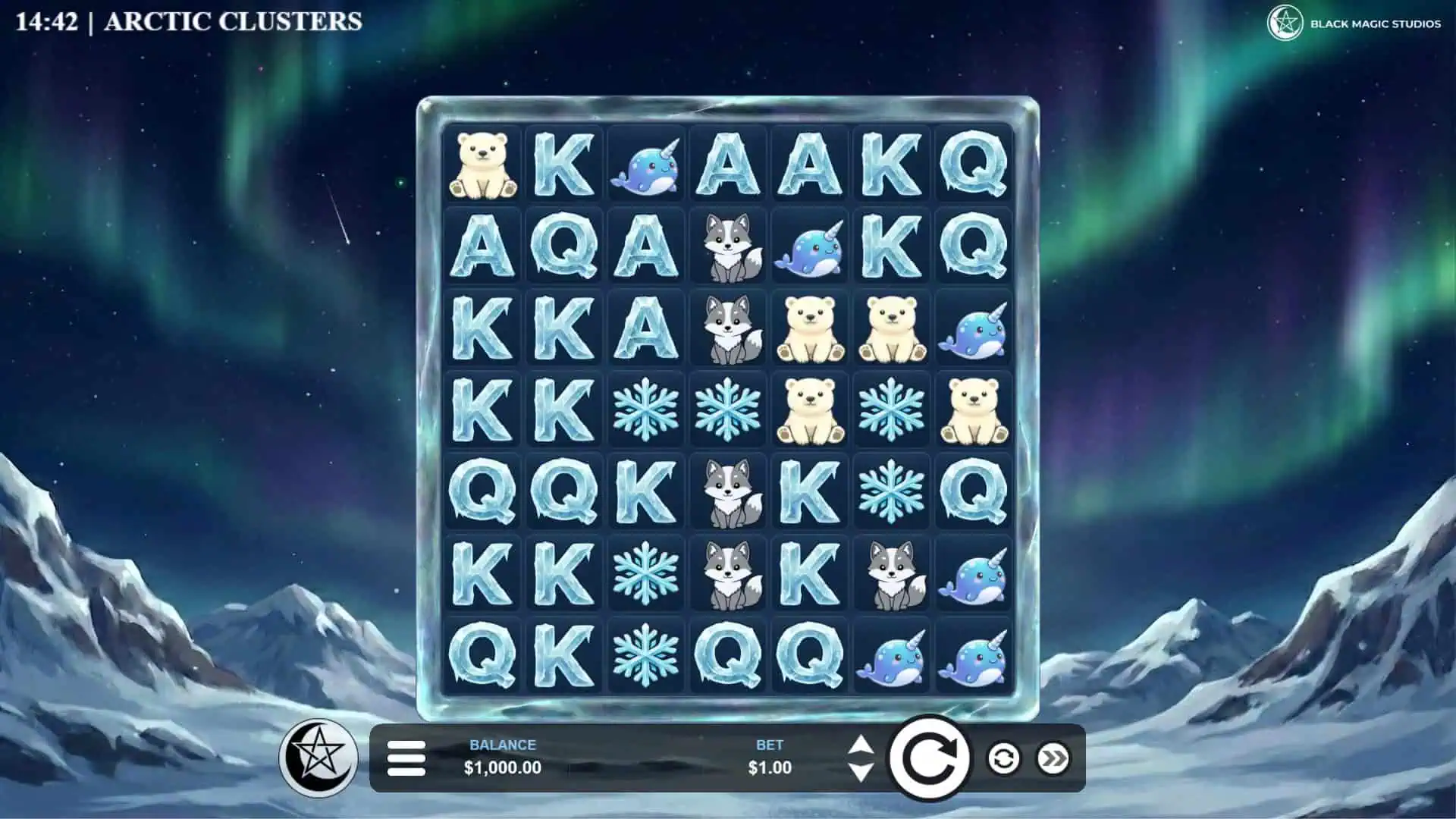 Arctic Clusters Cluster Pays slot gameplay reels