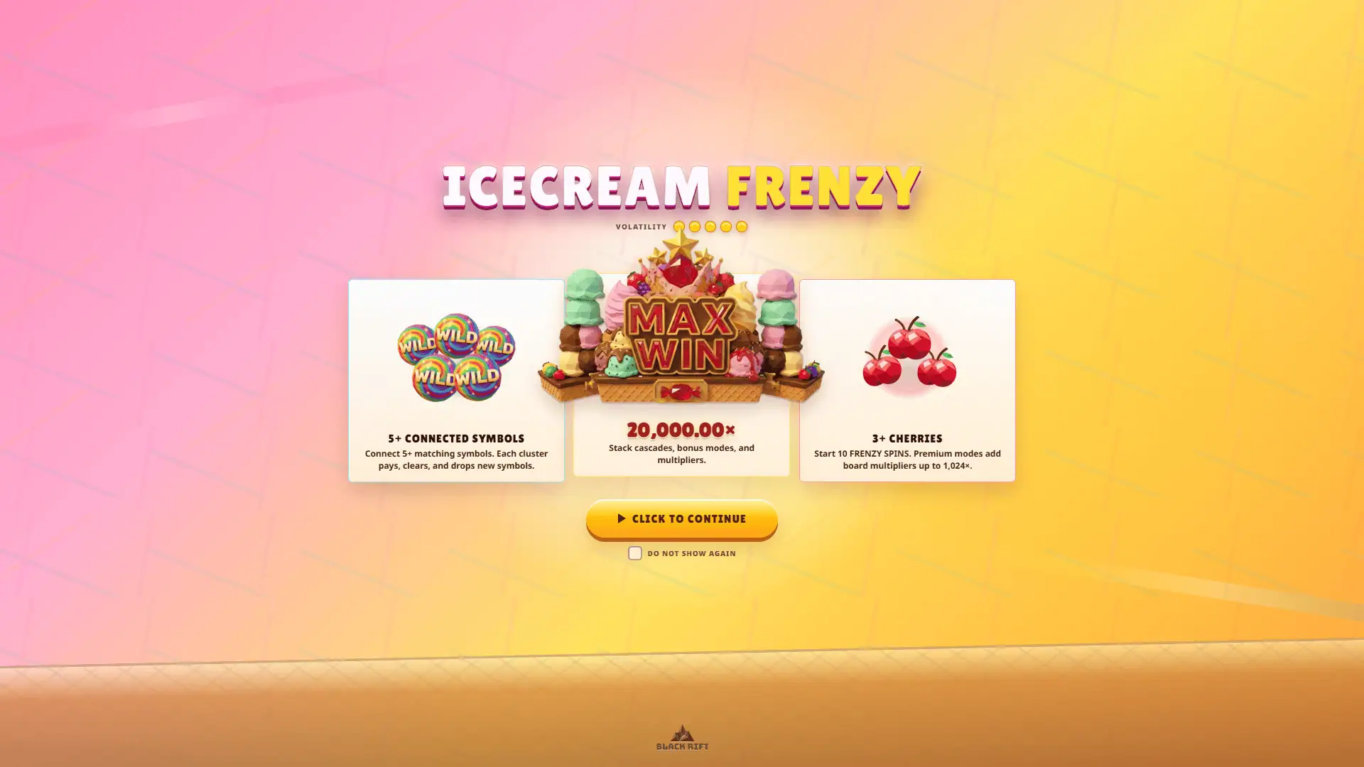 Ice Cream Frenzy slot intro screen