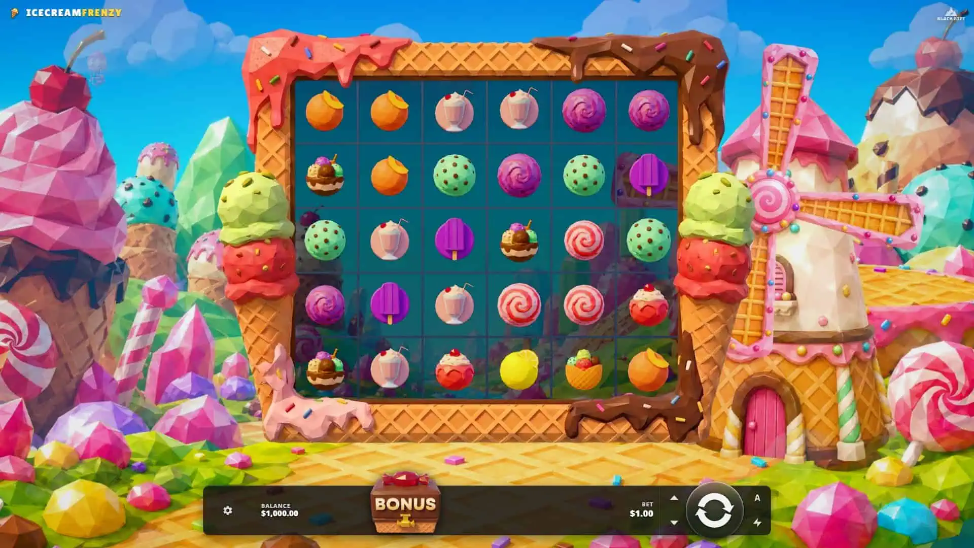 Ice Cream Frenzy slot gameplay reels