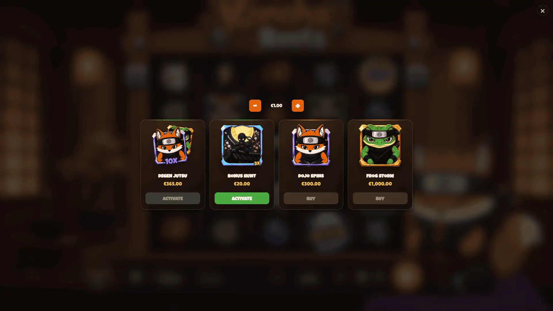 Konoha Reels bonus buy menu