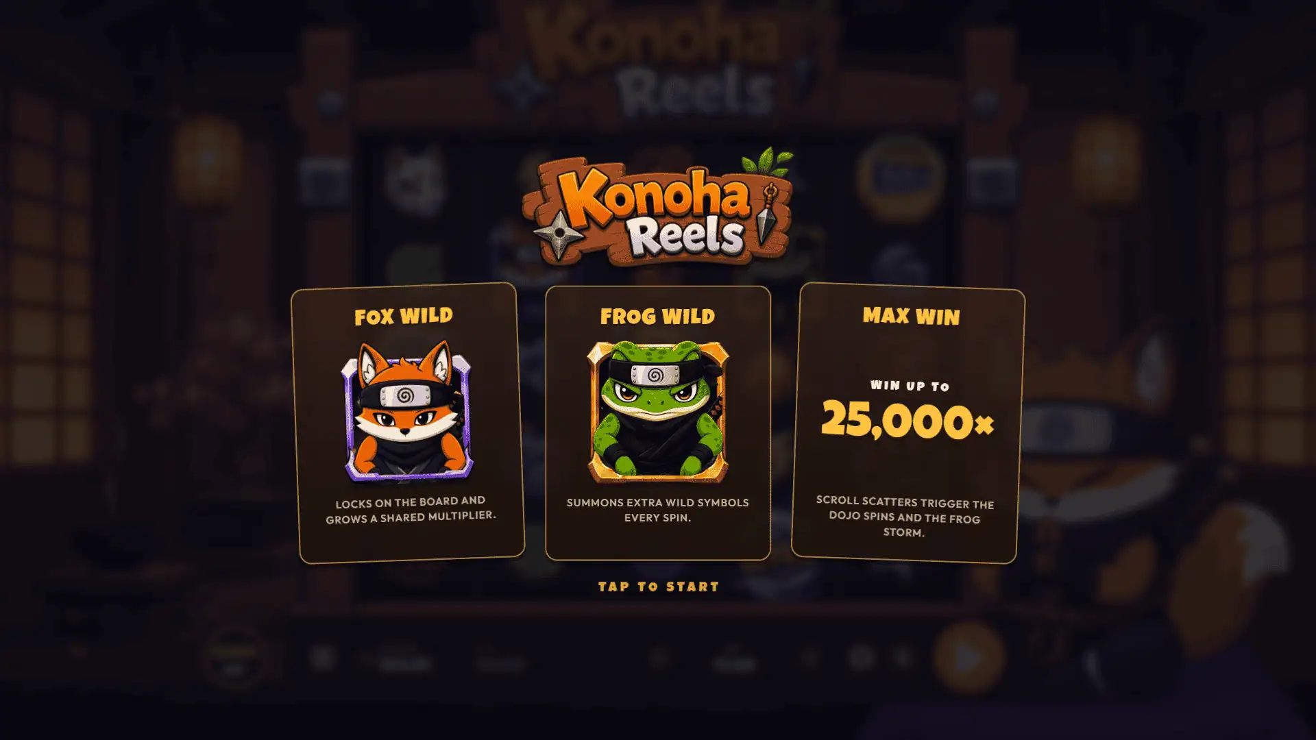 Konoha Reels slot intro screen
