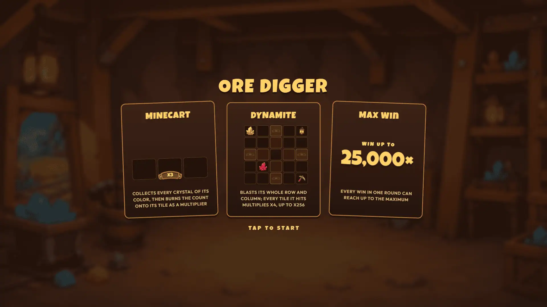 Ore Digger slot intro screen