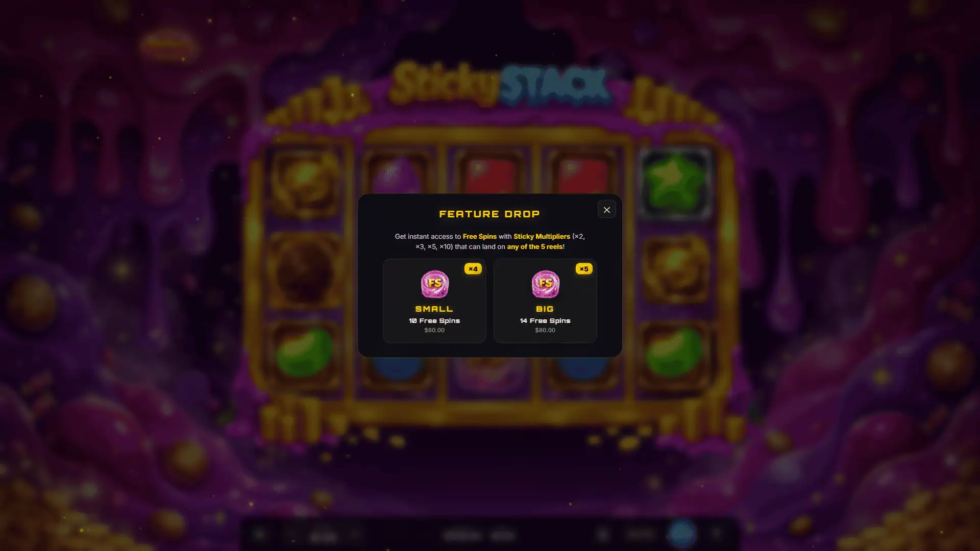 Sticky stack bonus buy menu