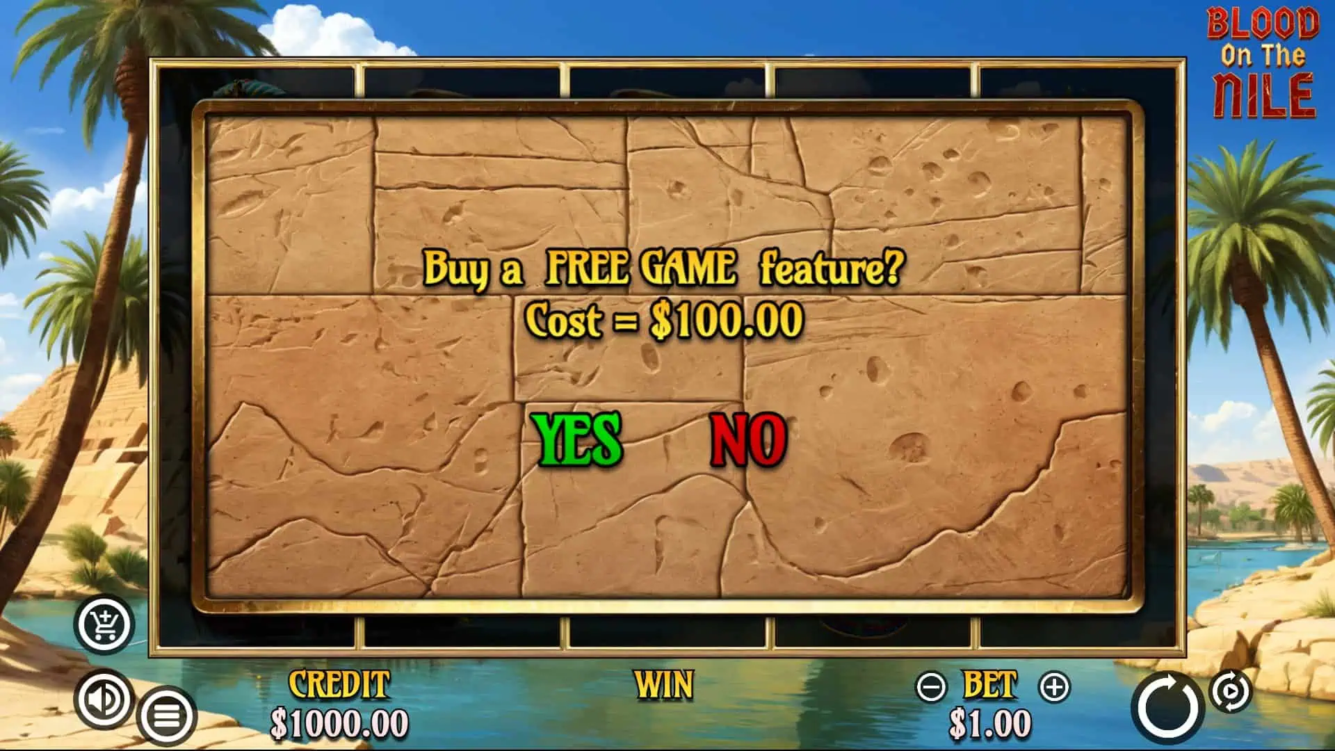 Blood on the Nile bonus buy menu