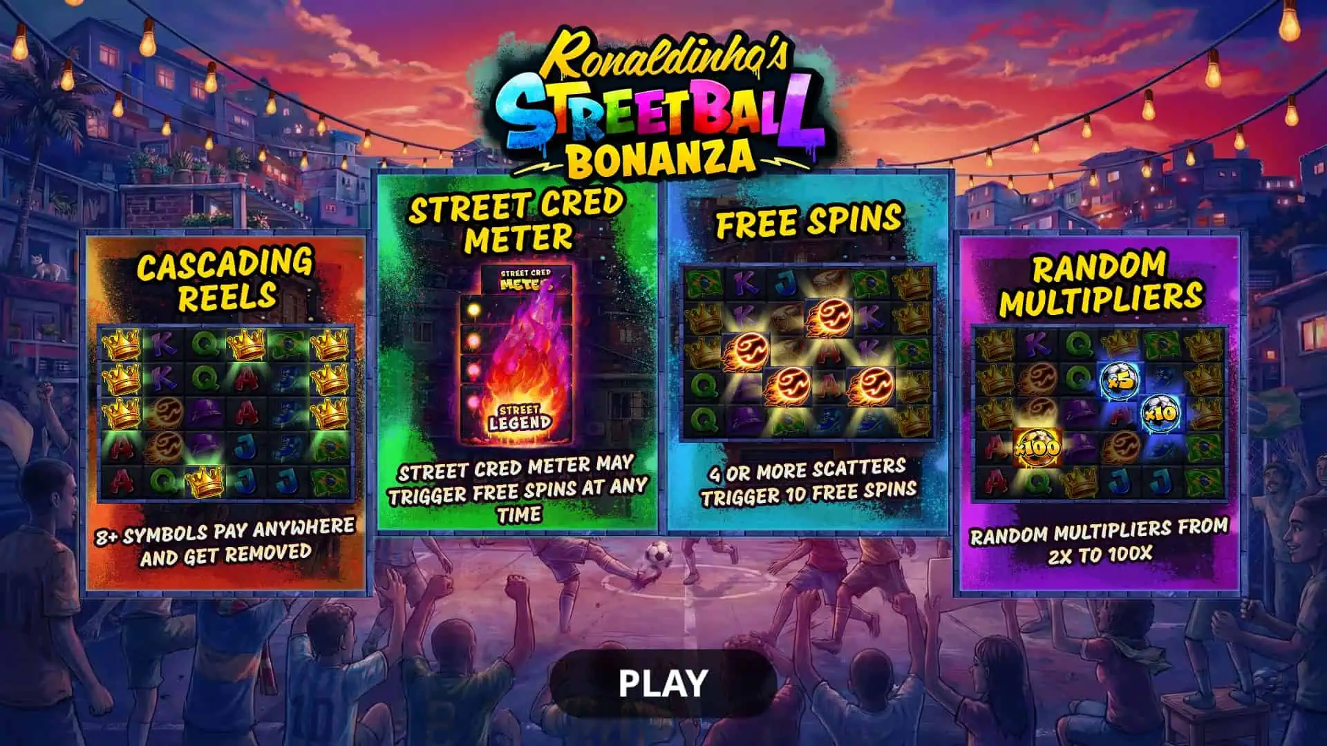 Ronaldinho&rsquo;s Streetball Bonanza slot intro screen