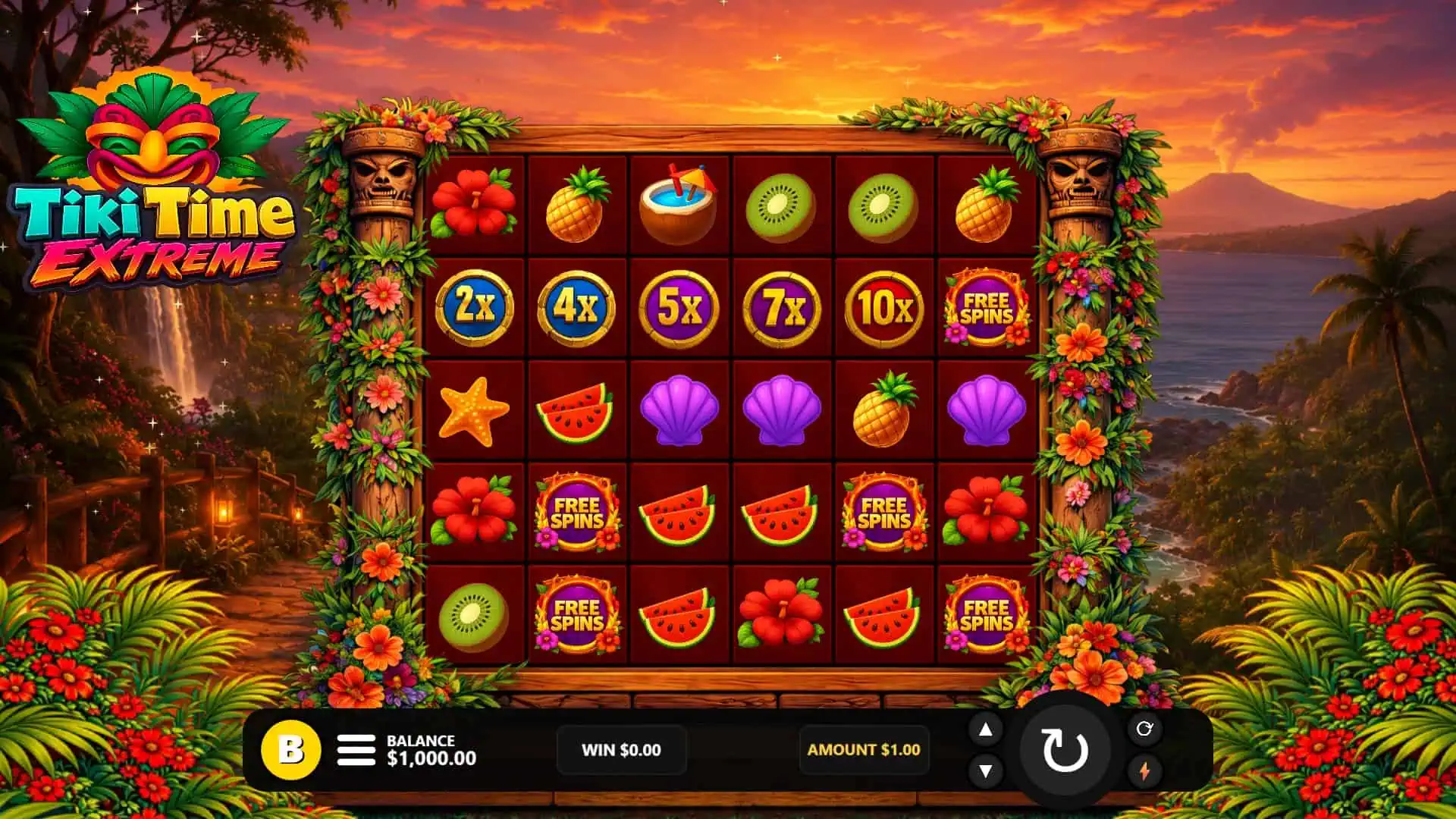 Tiki Time Extreme slot gameplay reels