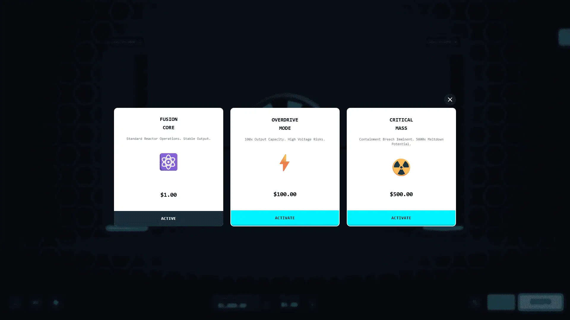 Nuclear Invasion bonus buy menu