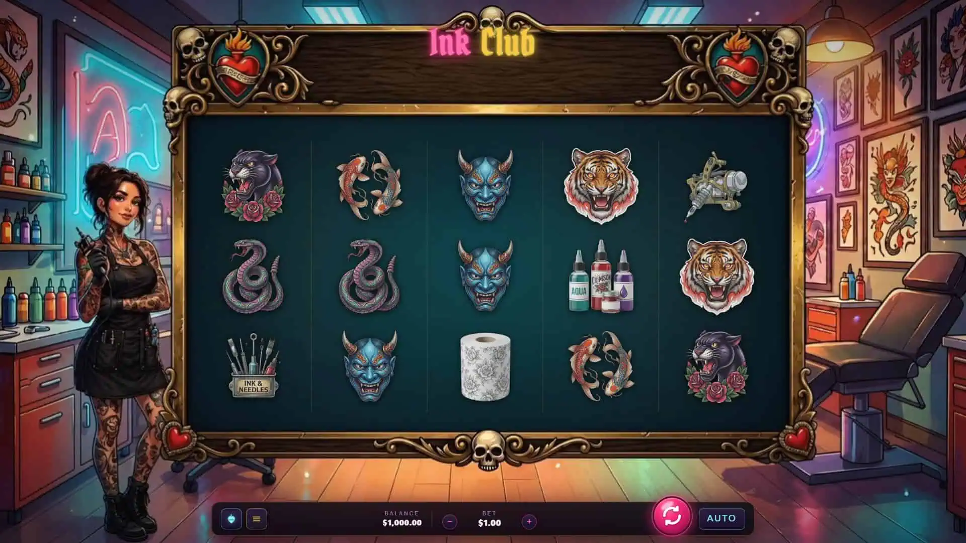 Ink Club slot gameplay reels