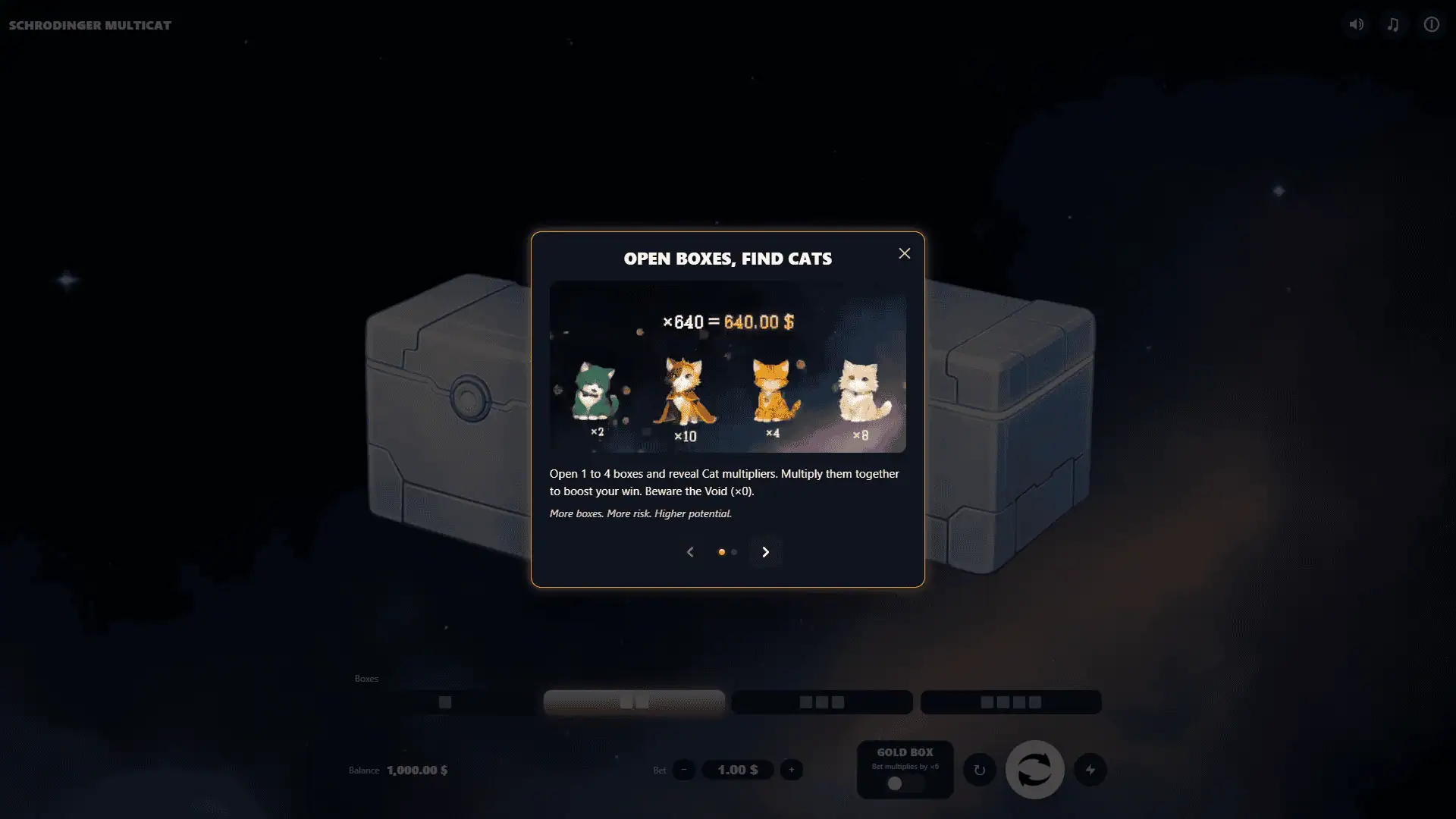 Schrodinger Multicat slot intro screen