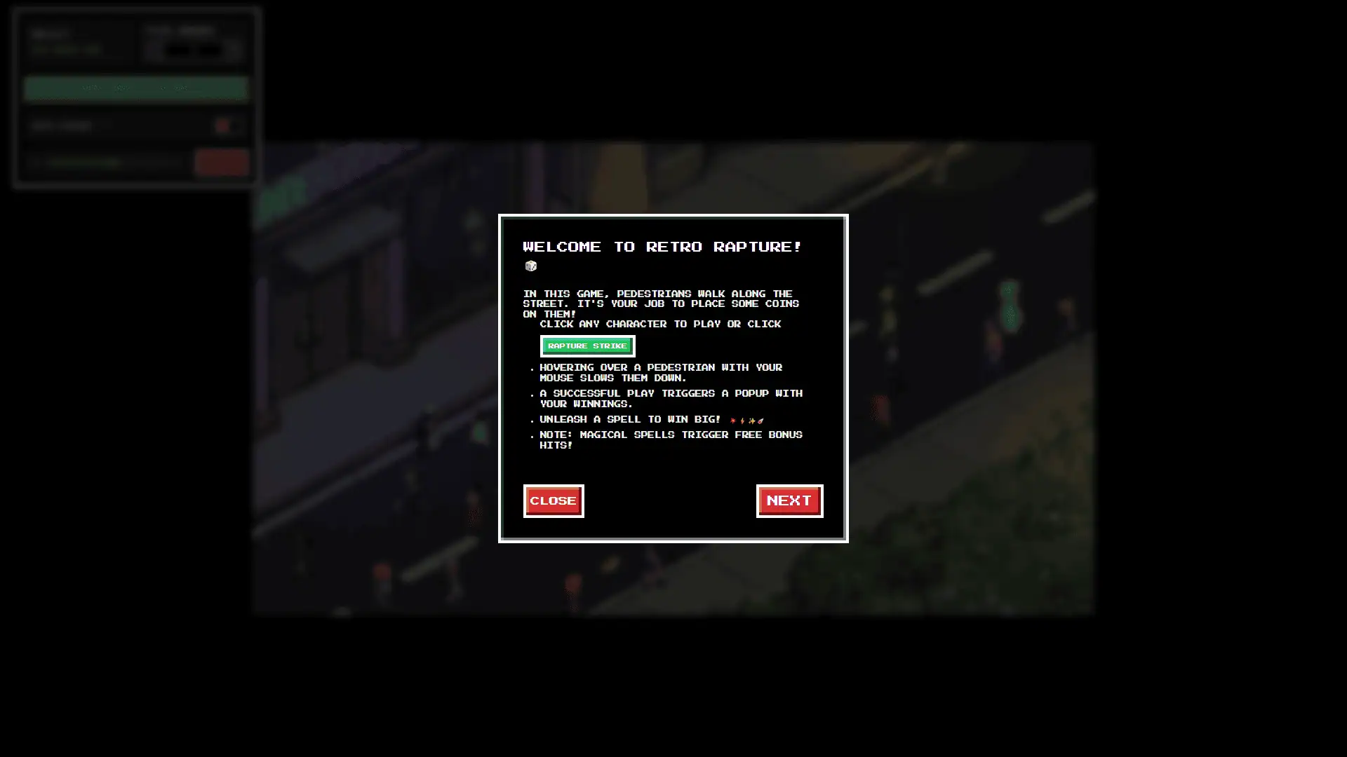 Retro Rapture slot intro screen