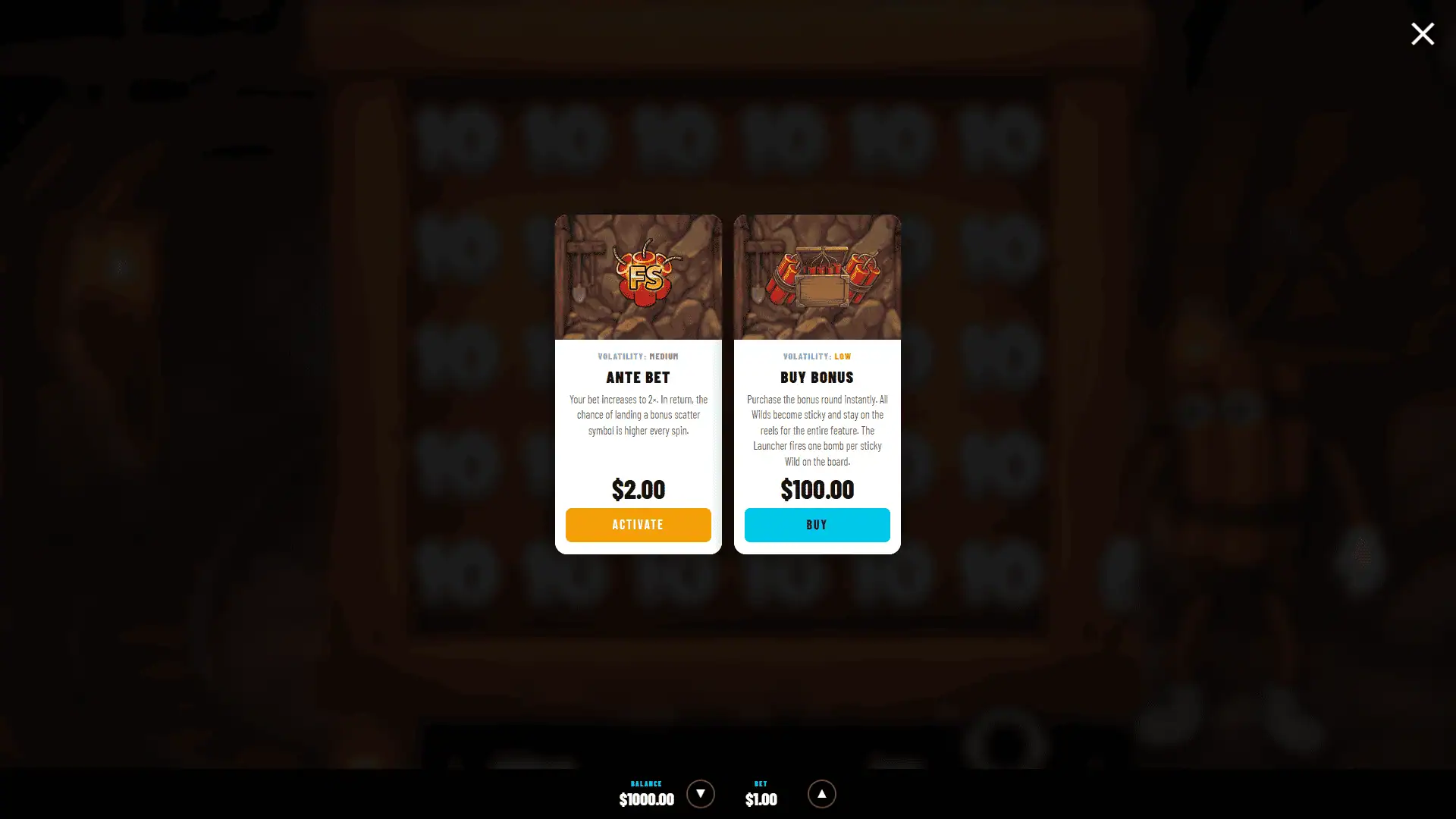 Freakin Dynamite bonus buy menu