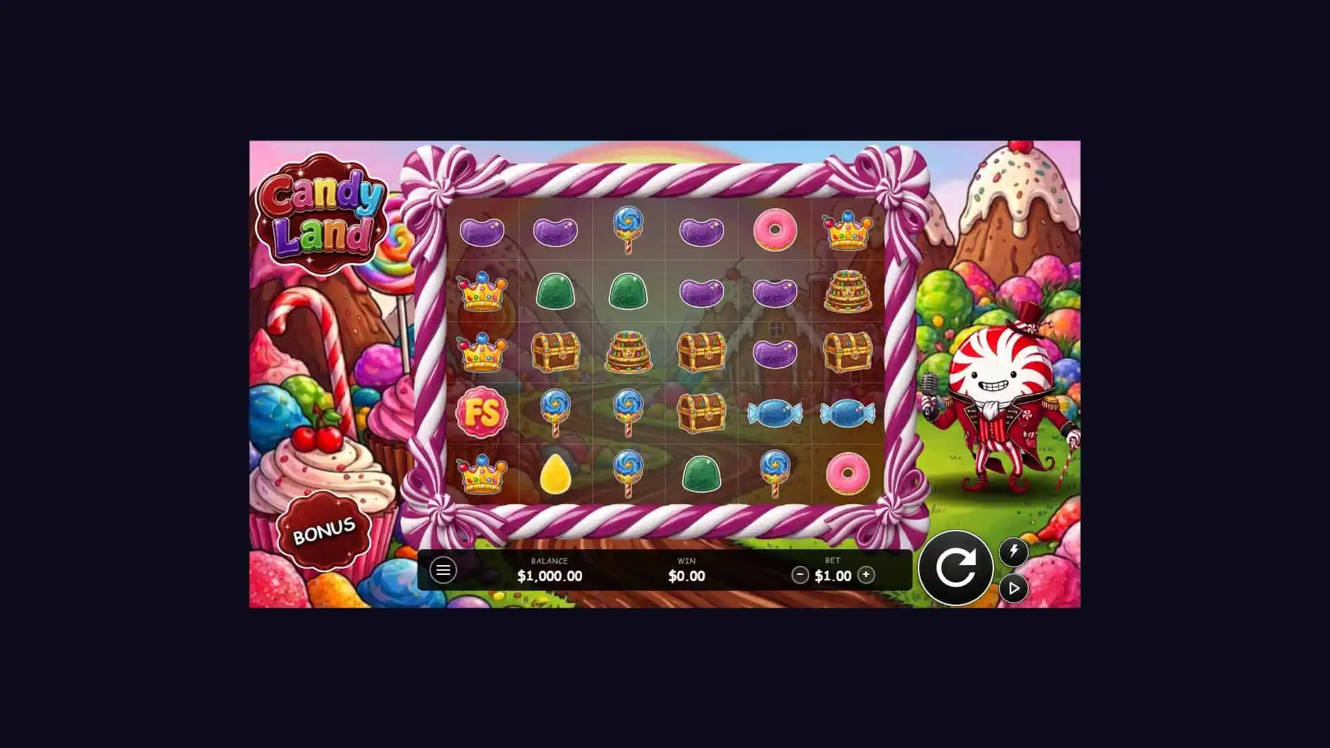Candy Land slot gameplay reels