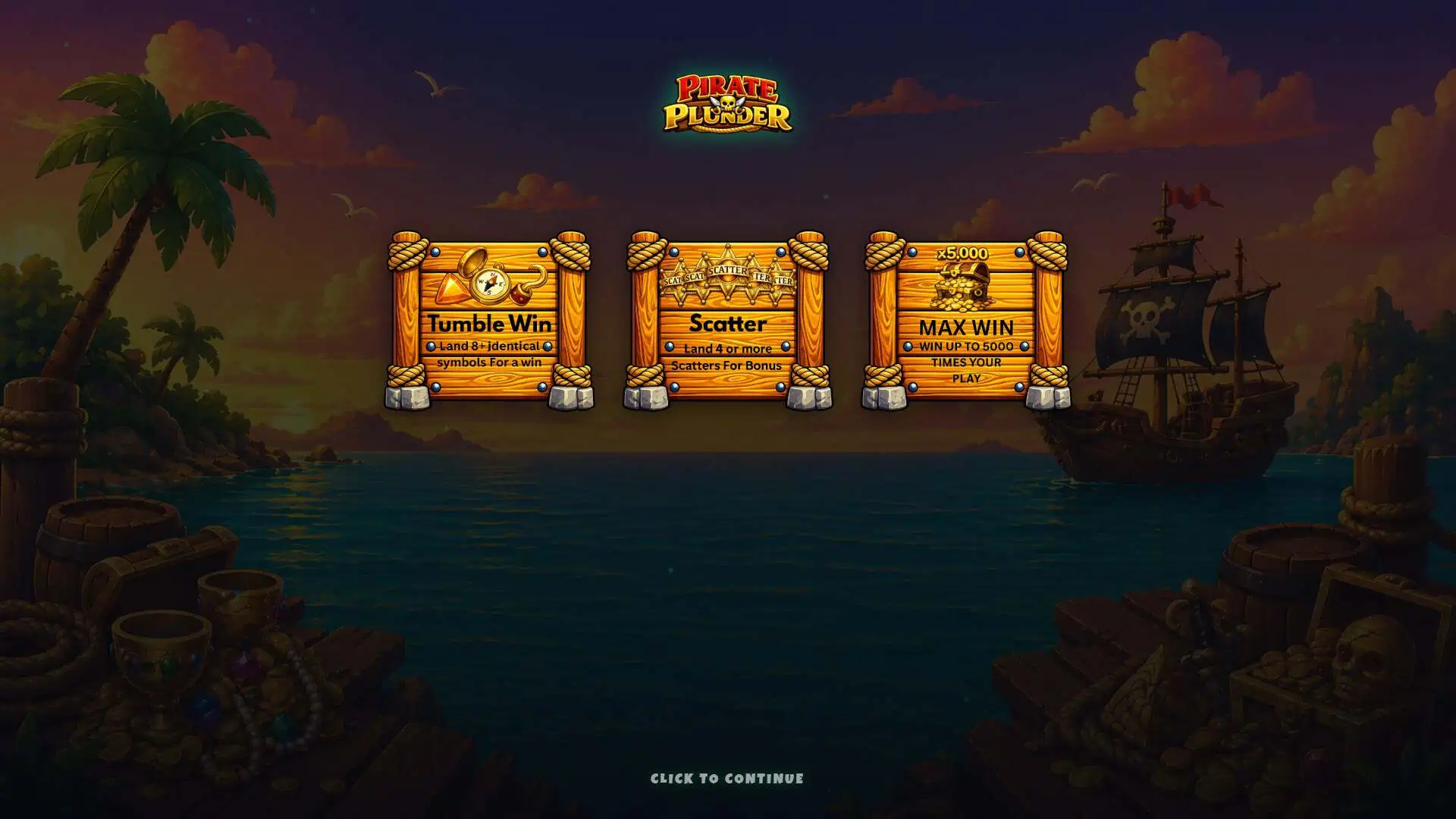Pirate Plunder slot intro screen
