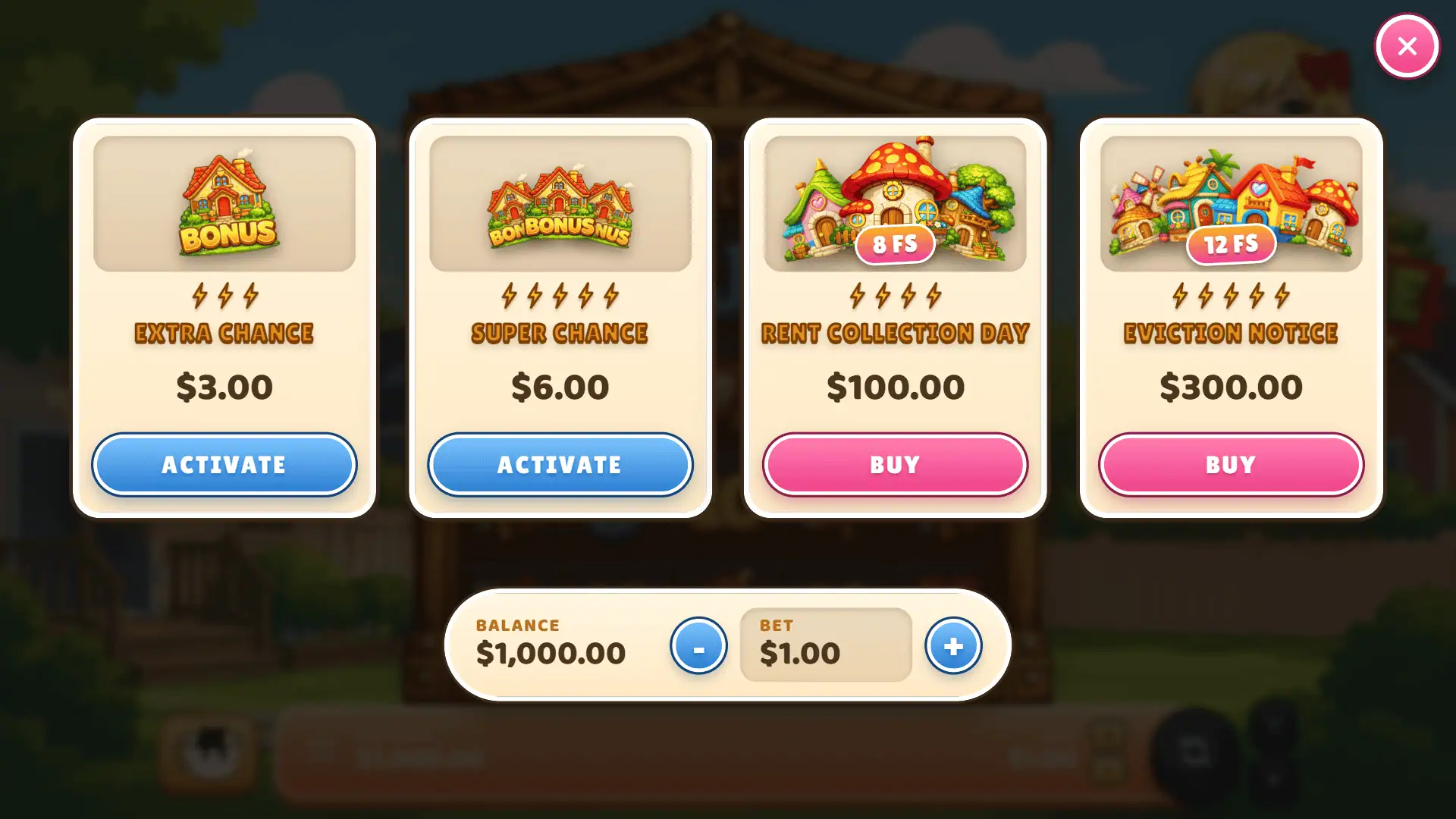 Rent Time bonus buy menu