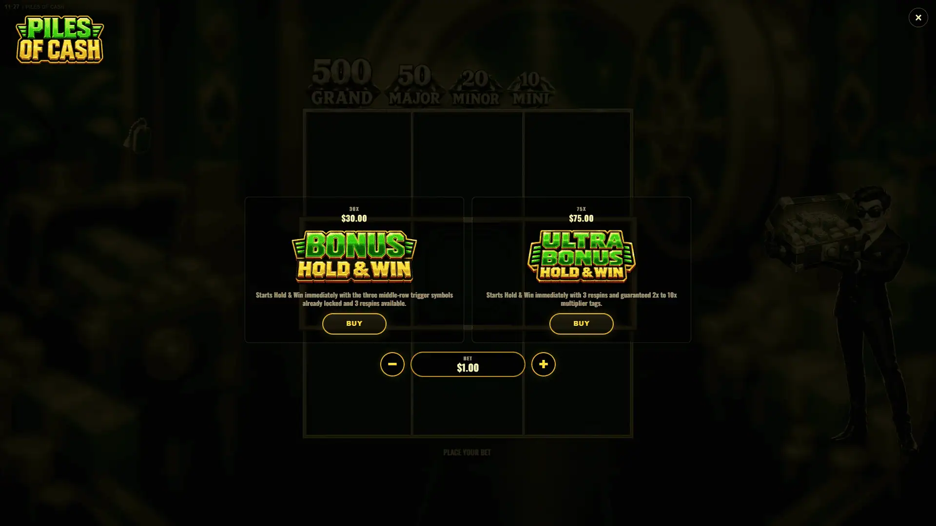 Piles of Cash bonus buy menu