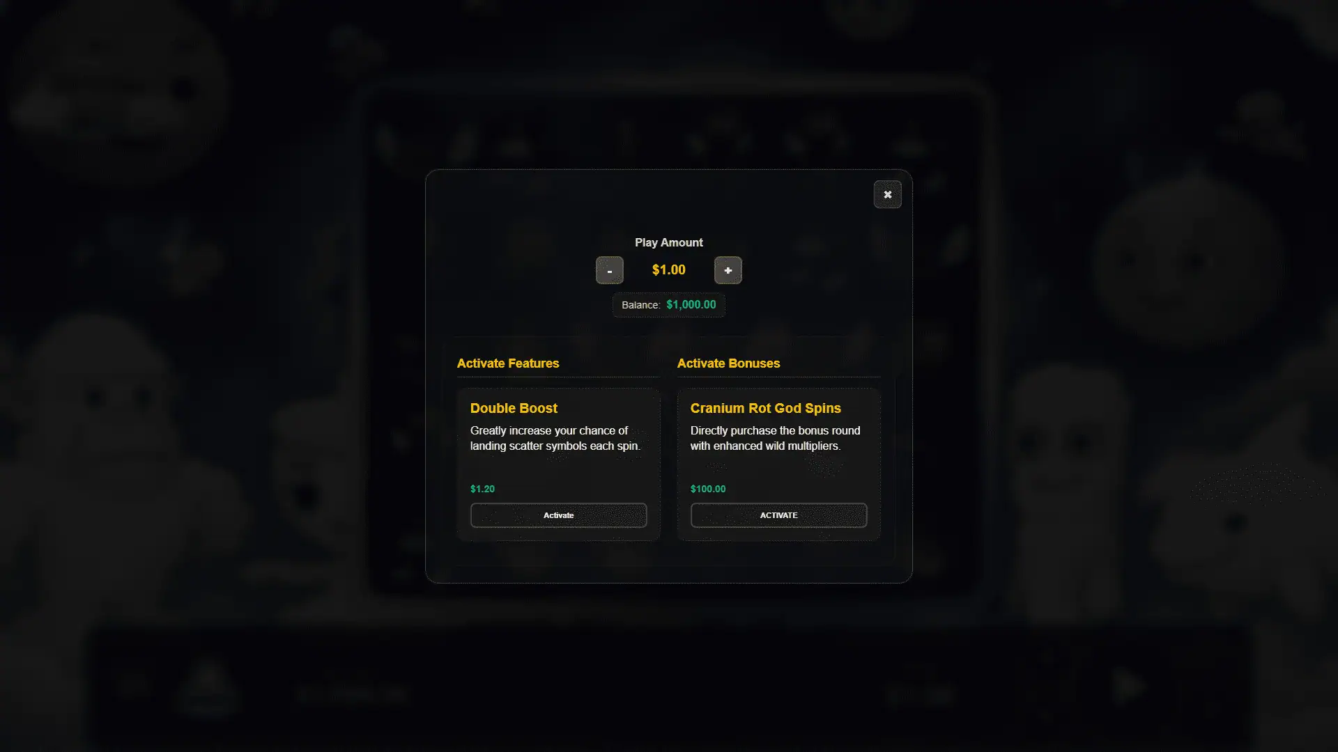 Cranium Rot bonus buy menu