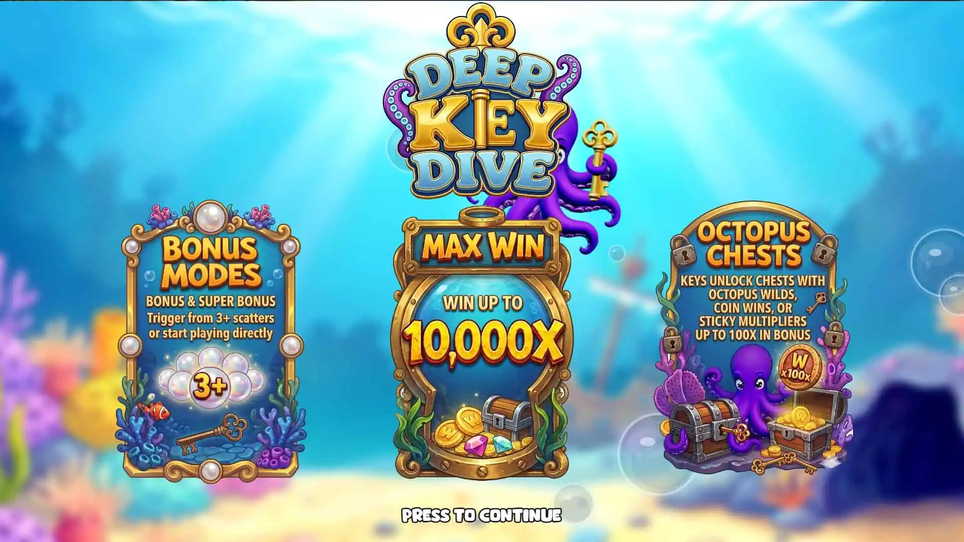 Deep Key Dive slot intro screen