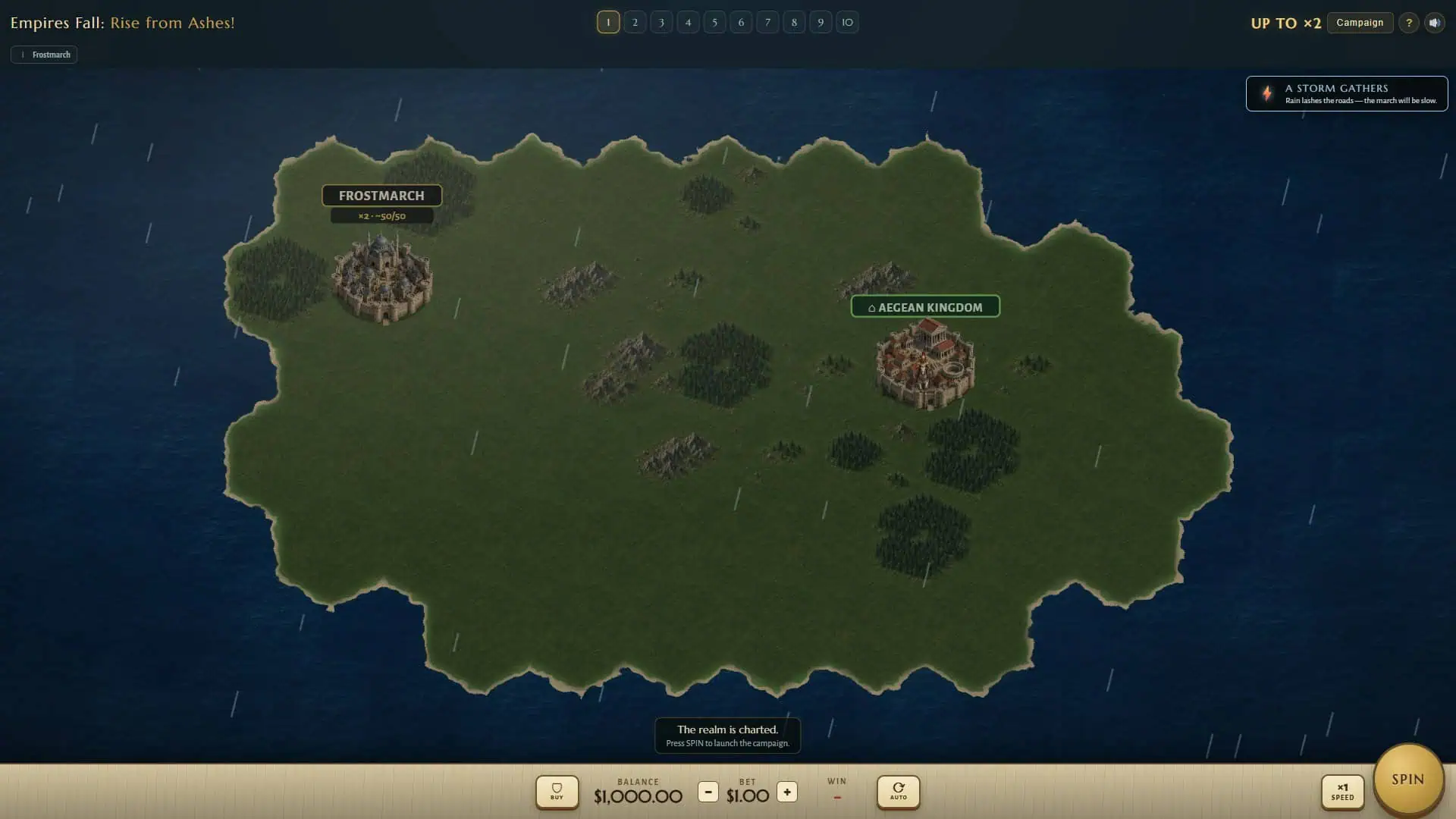Empires Fall: Rise from Ashes! slot gameplay reels