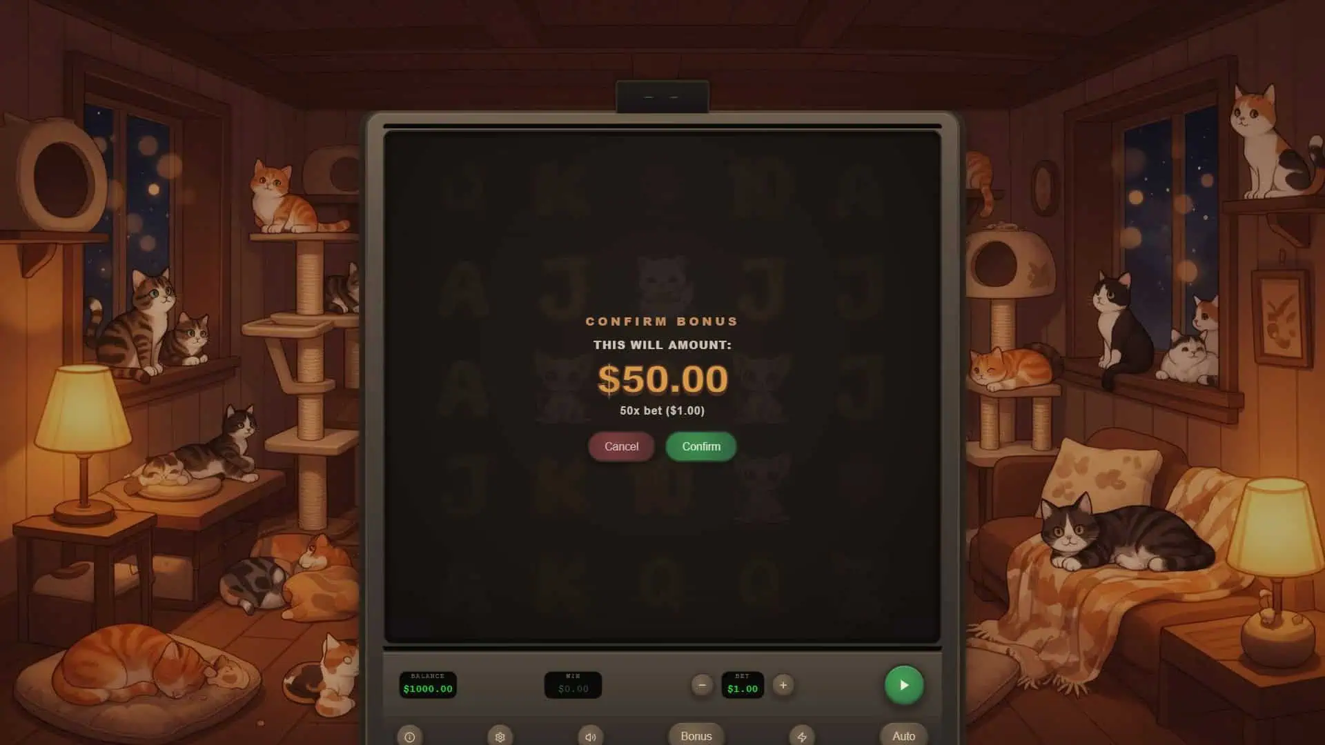 Cozy Cat Cafe bonus buy menu