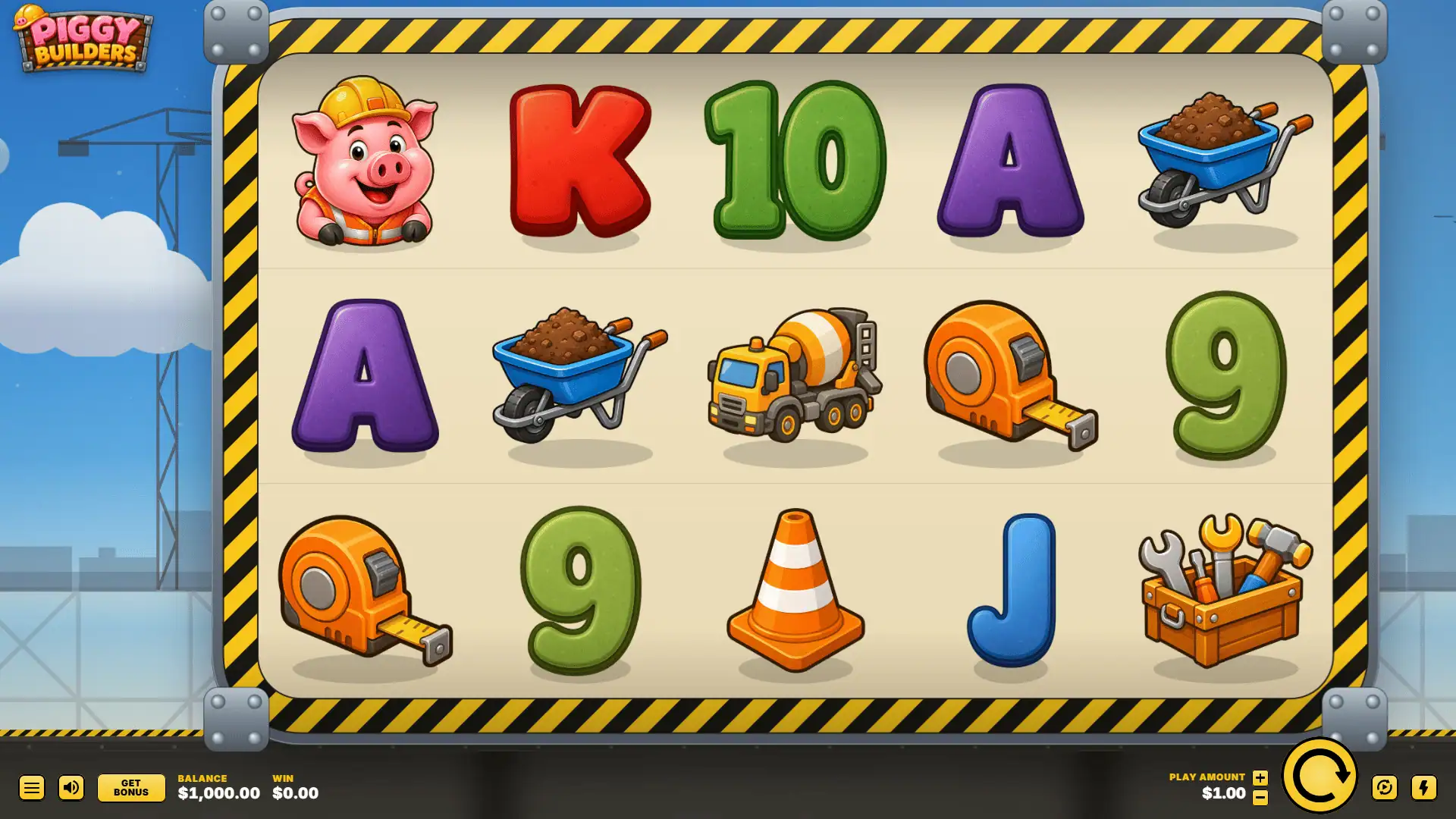 Piggy Builders slot gameplay reels
