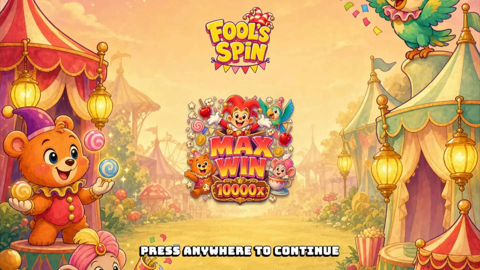 Fools Spin slot intro screen