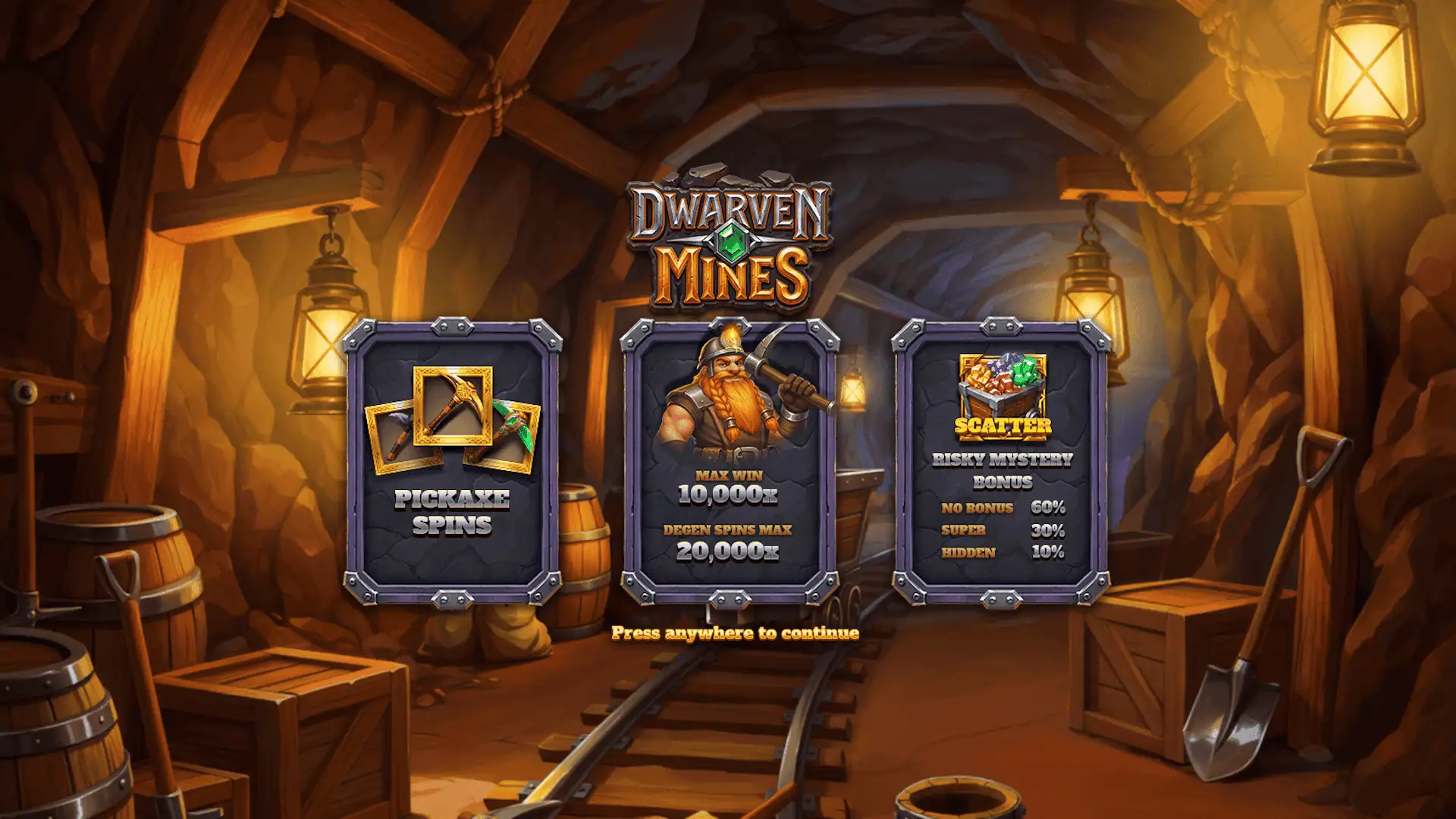 Dwarven Mines slot intro screen