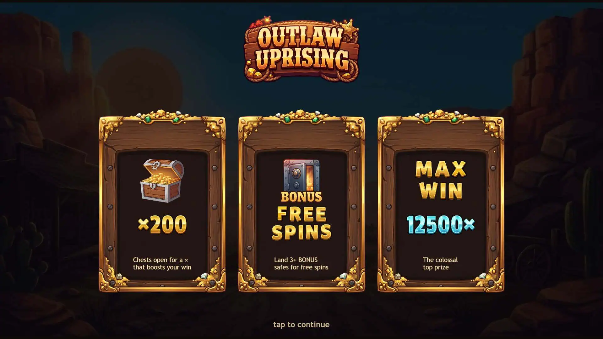 Outlaw Uprising slot intro screen