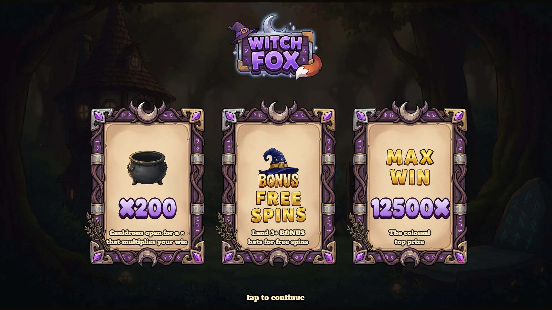 Witch Fox slot intro screen