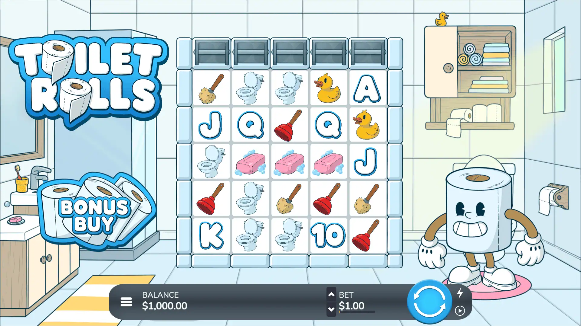 Toilet Rolls slot gameplay reels