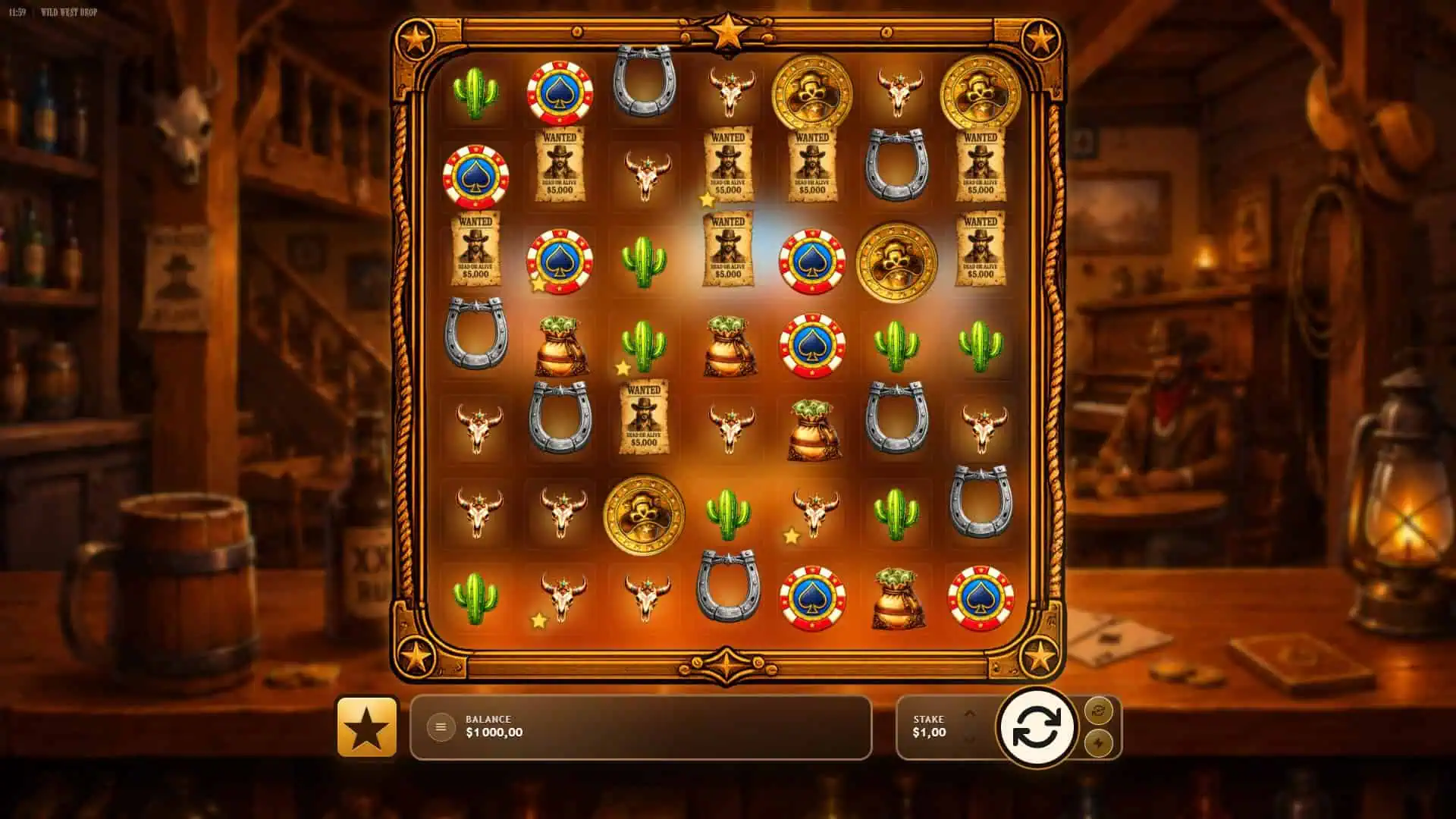 Wild West Drop slot gameplay reels