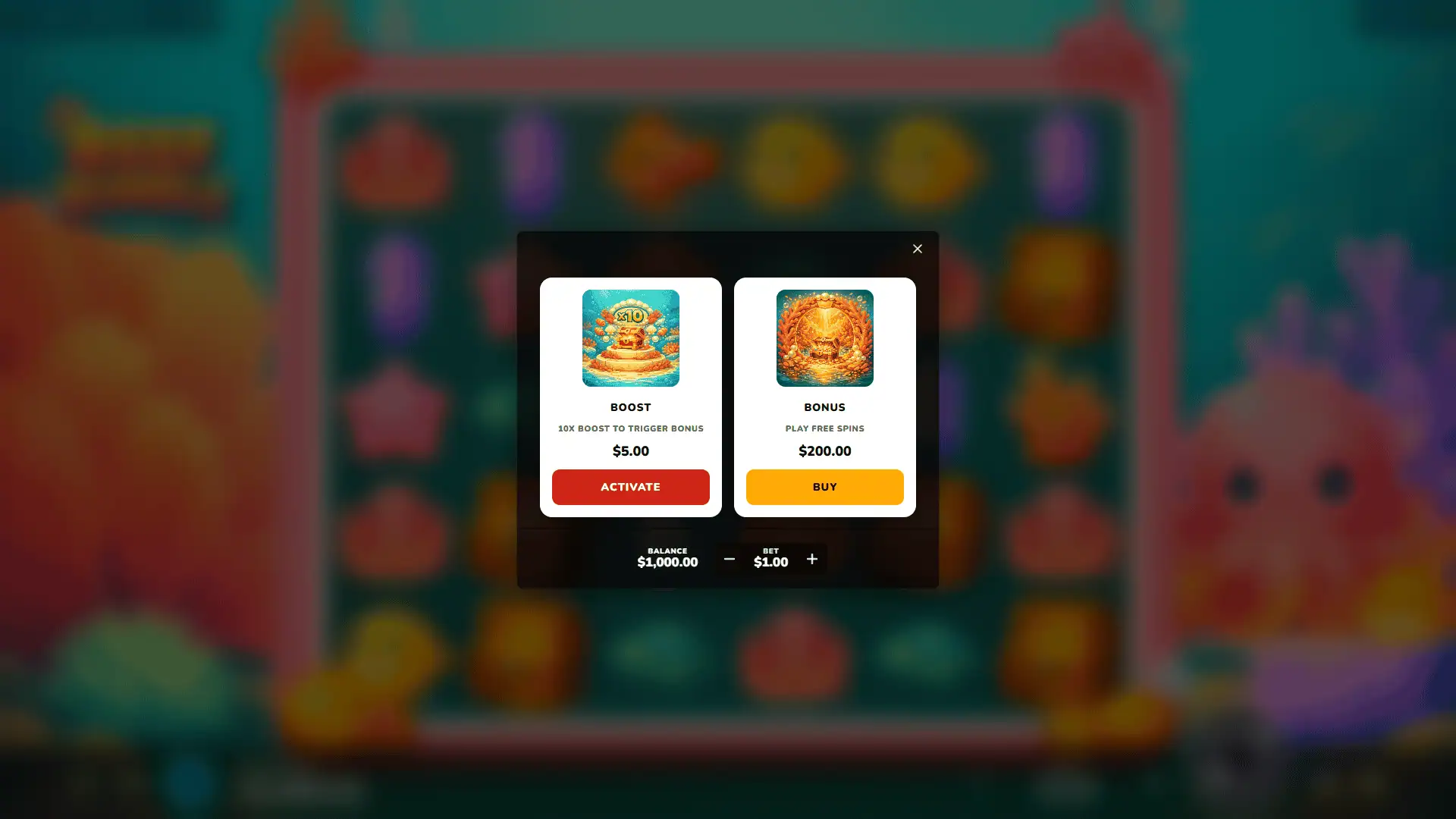 Reef Rumble bonus buy menu