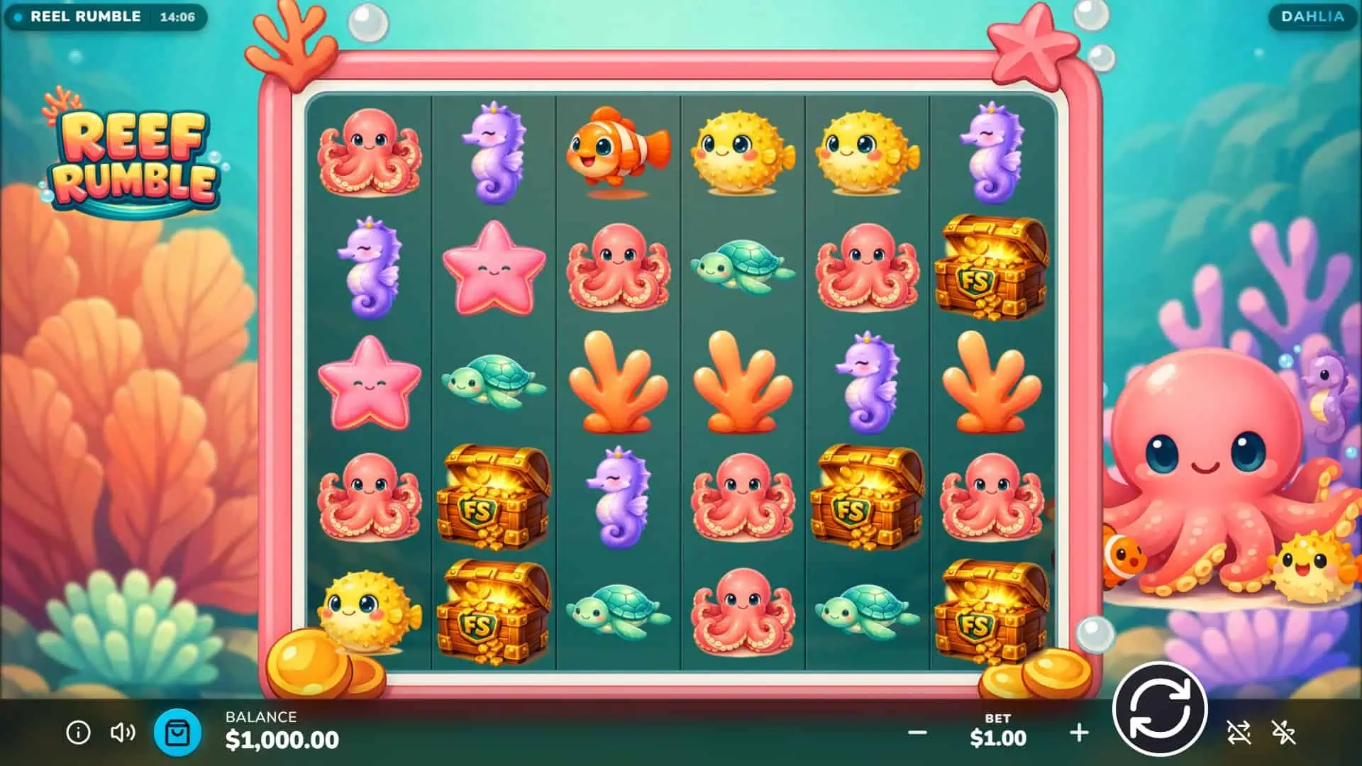 Reef Rumble slot gameplay reels