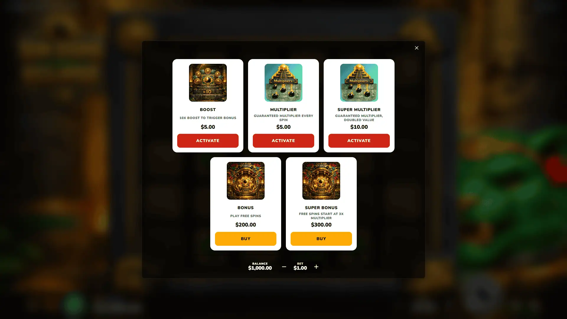 Sun Stone Eclipse bonus buy menu