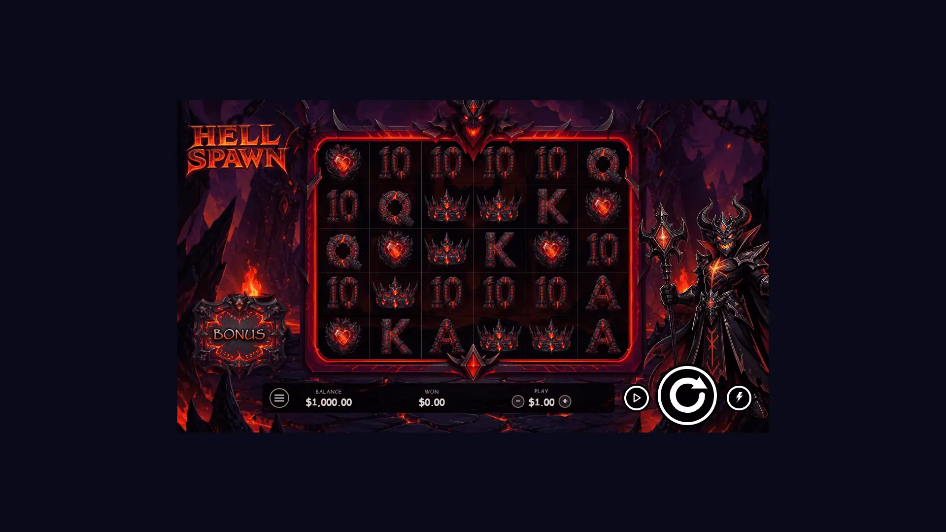 Hell Spawn slot gameplay reels