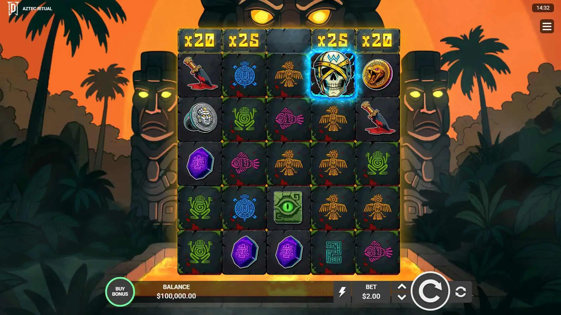Aztec Ritual slot gameplay reels