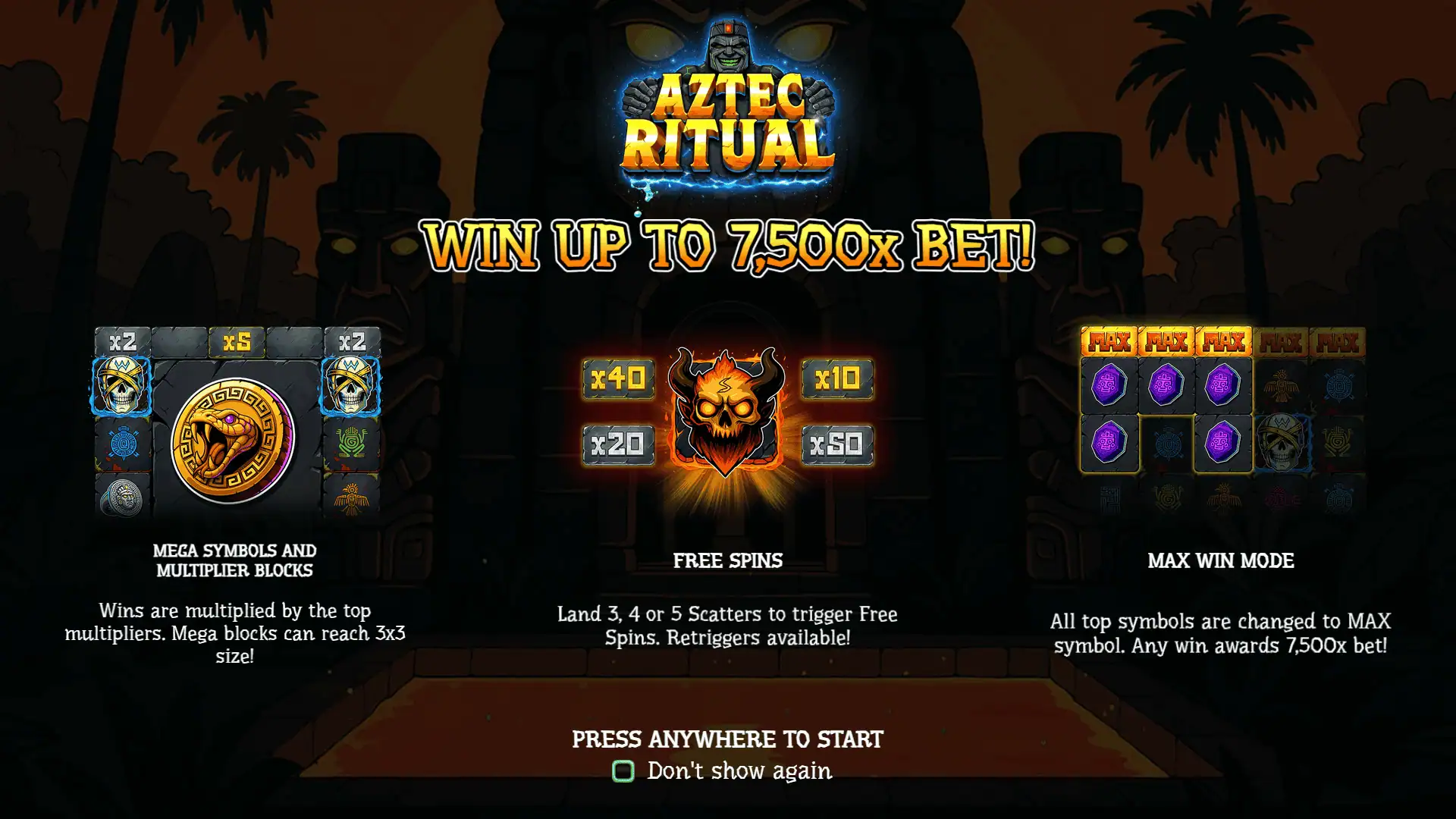 Aztec Ritual slot intro screen