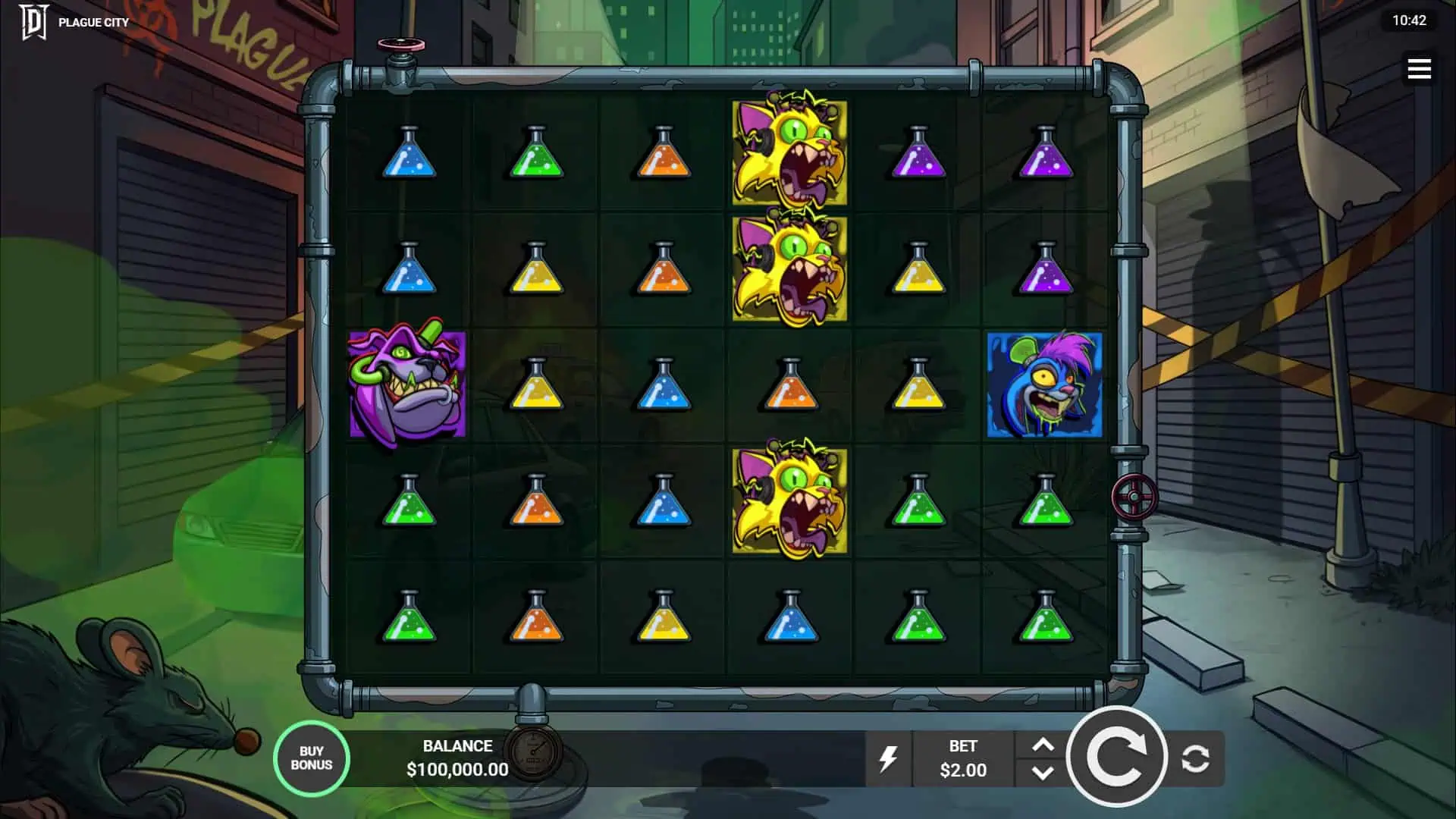 Plague City slot gameplay reels