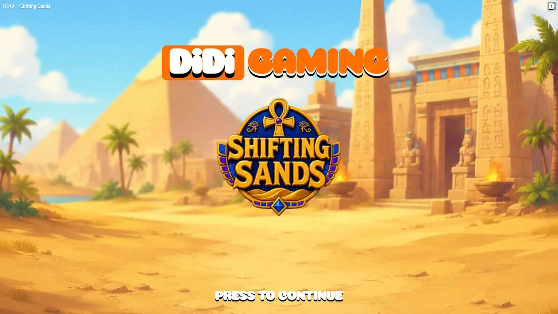 Shifting Sands slot intro screen
