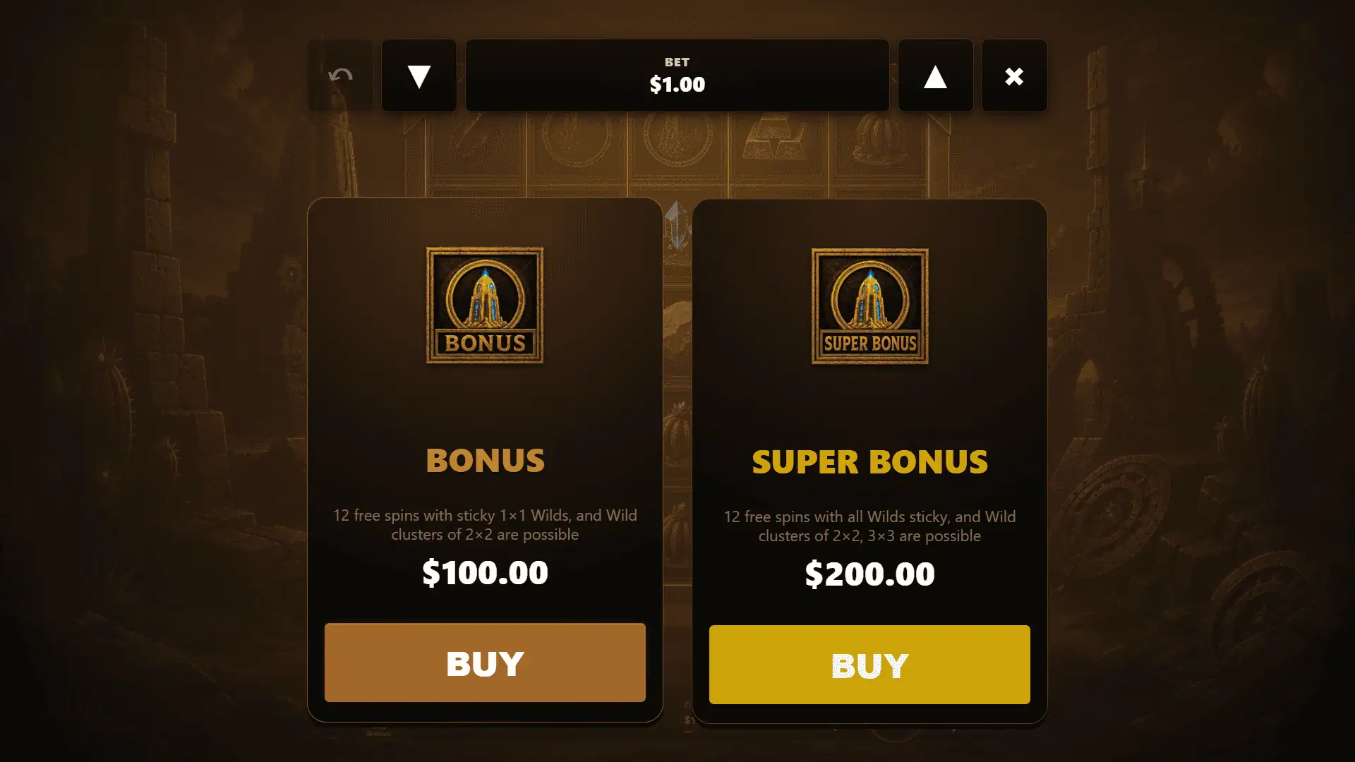 Desert Veil bonus buy menu