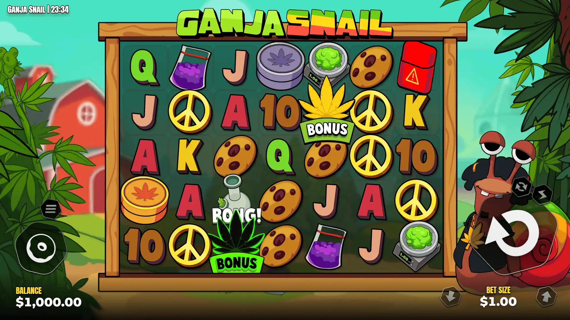 Ganja Snail slot gameplay reels