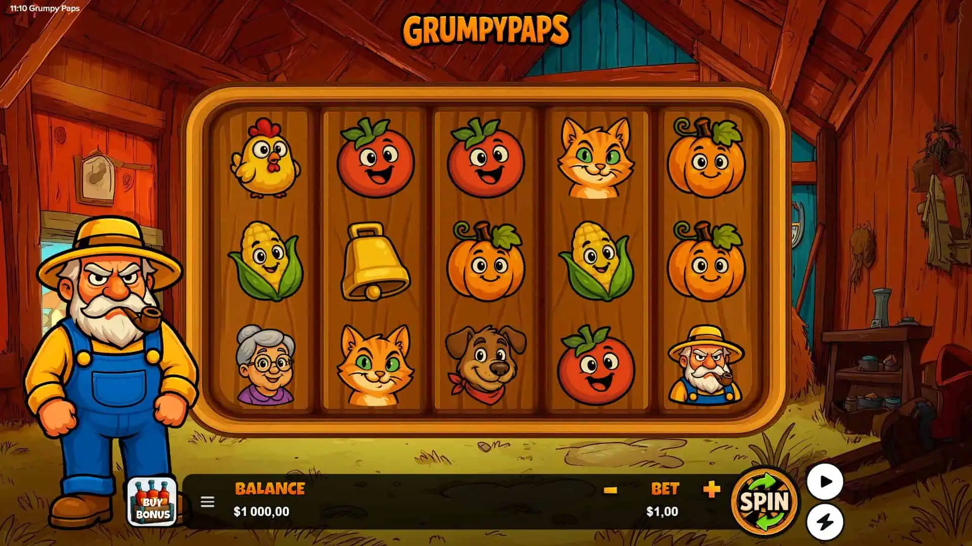 Grumpy Paps slot gameplay reels