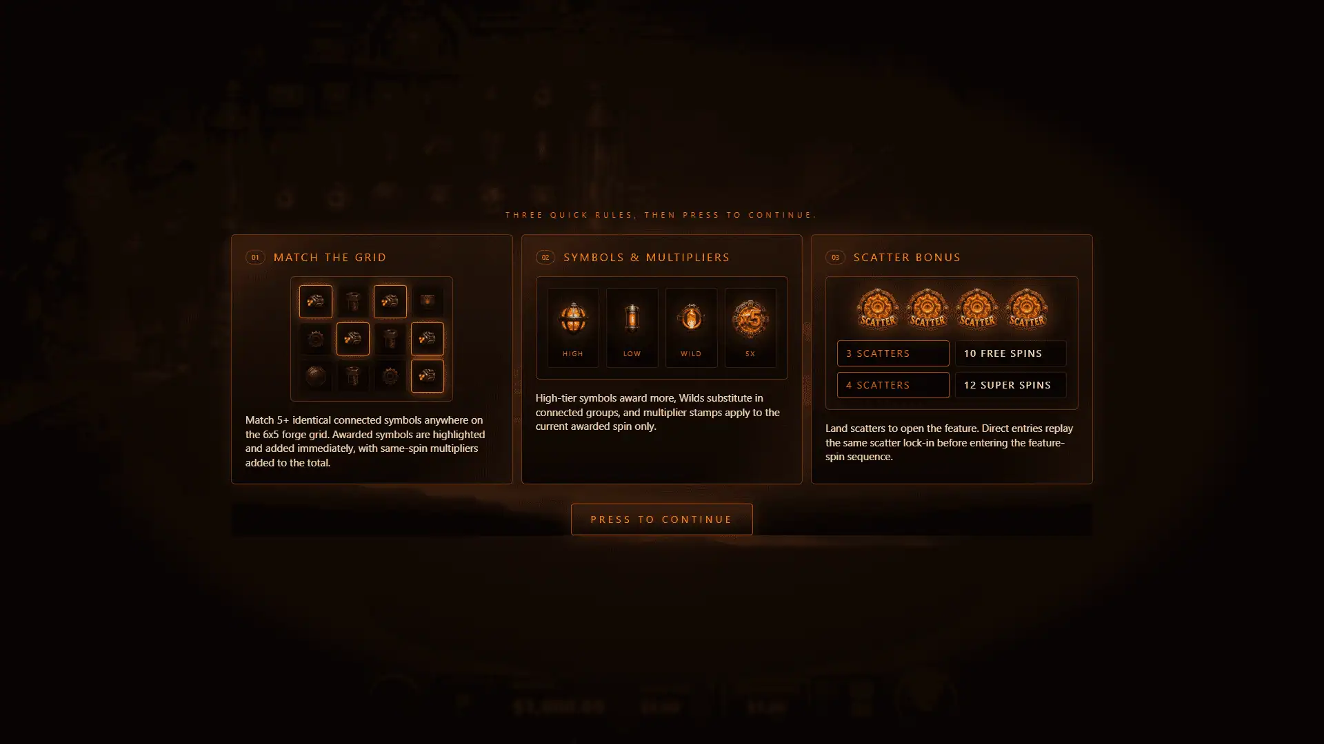 Robot Forge slot intro screen