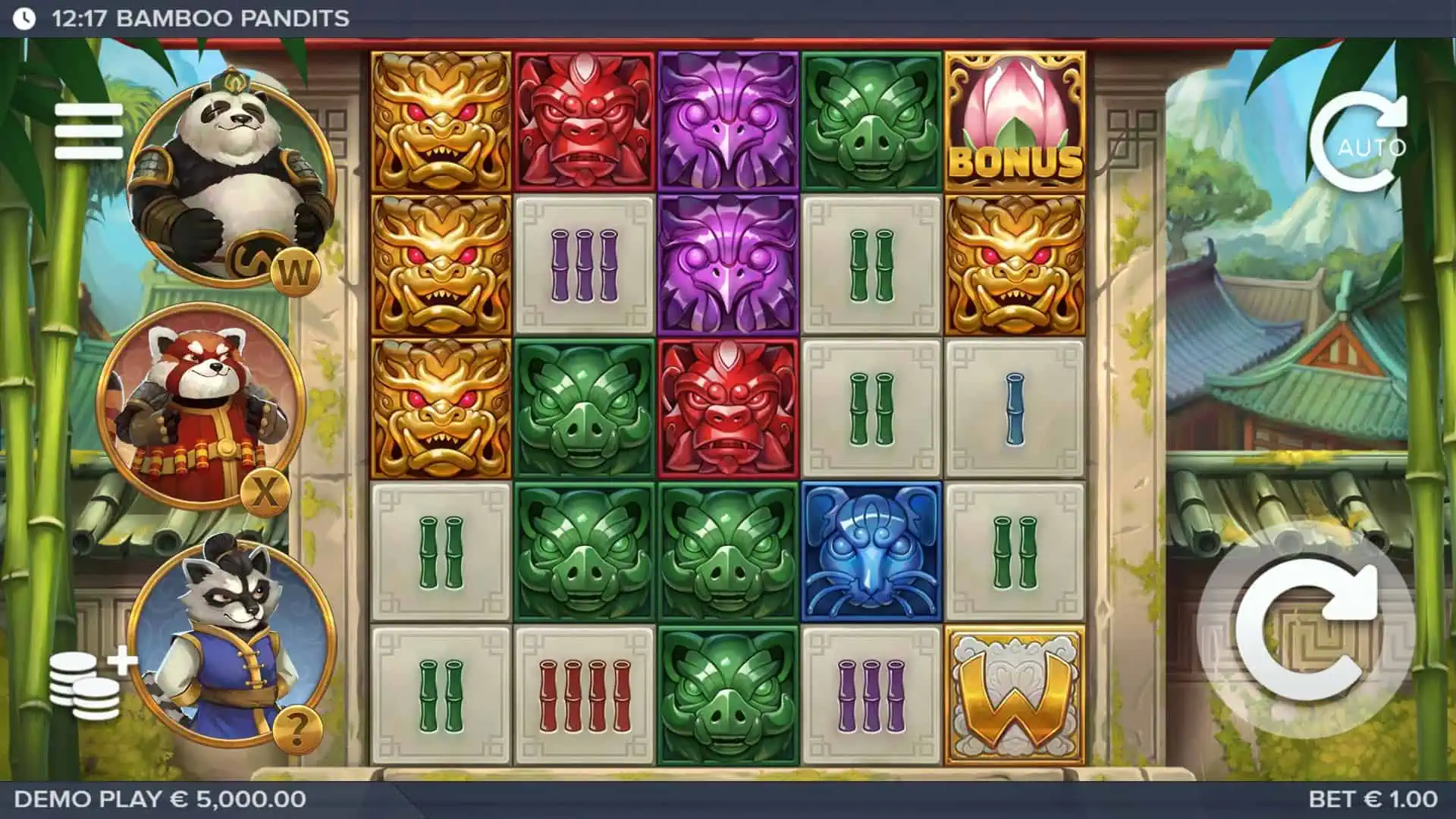 Bamboo Pandits slot gameplay reels