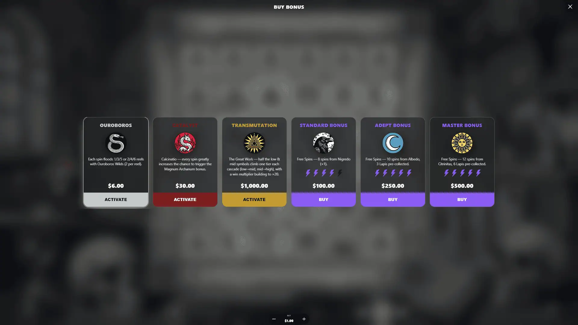 Magnum Archanum bonus buy menu