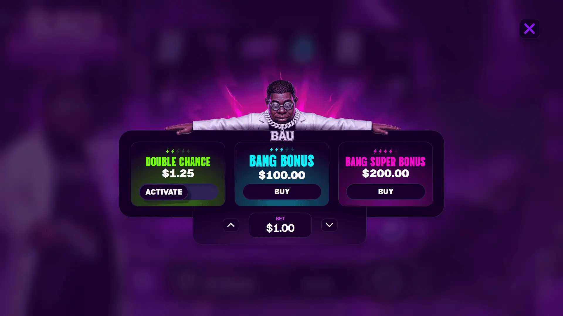Bau University bonus buy menu