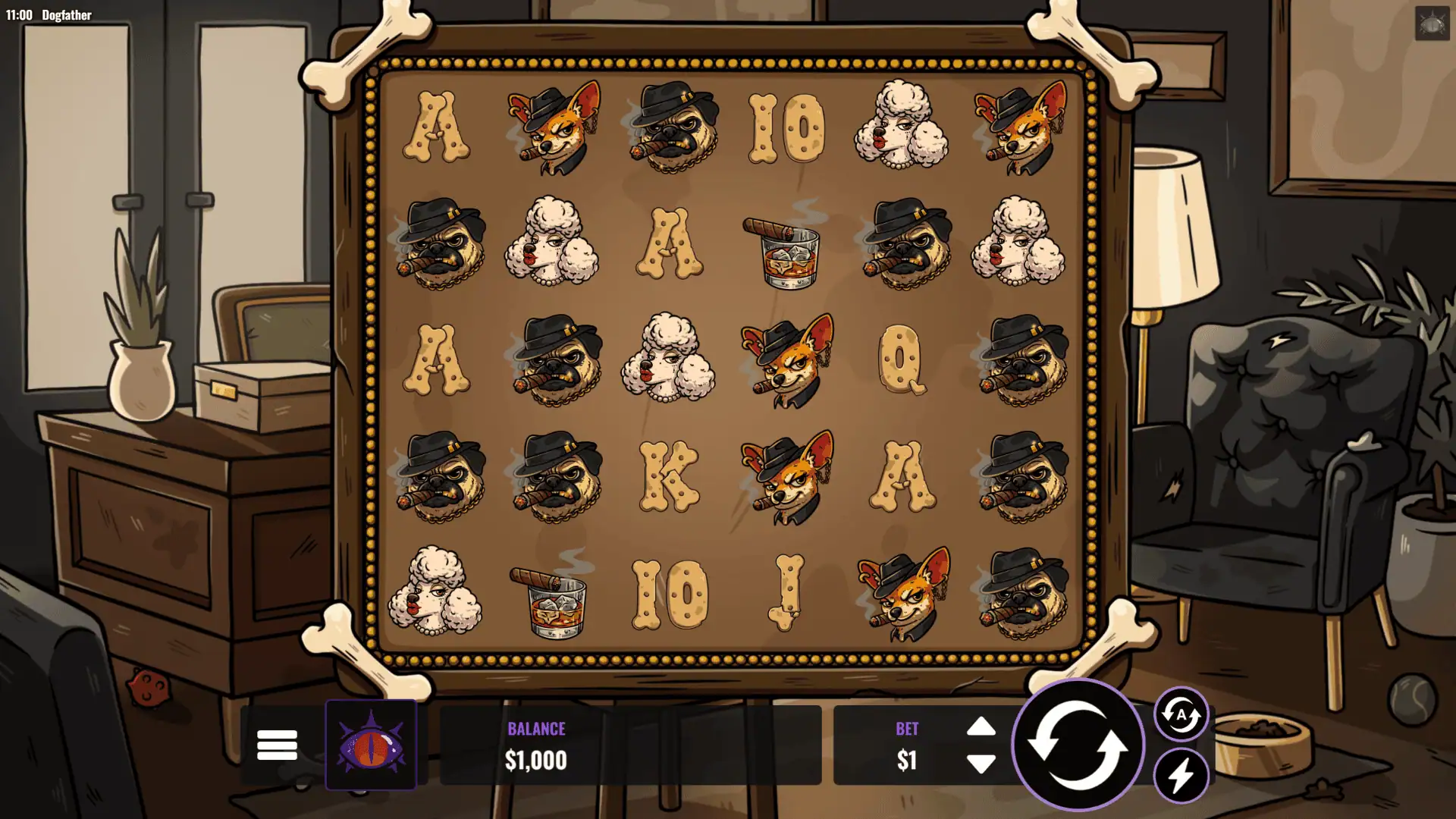 Dogfather slot gameplay reels